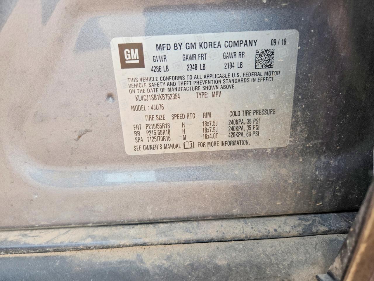 2019 Buick Encore Sport Touring Silver vin: KL4CJ1SB1KB752354