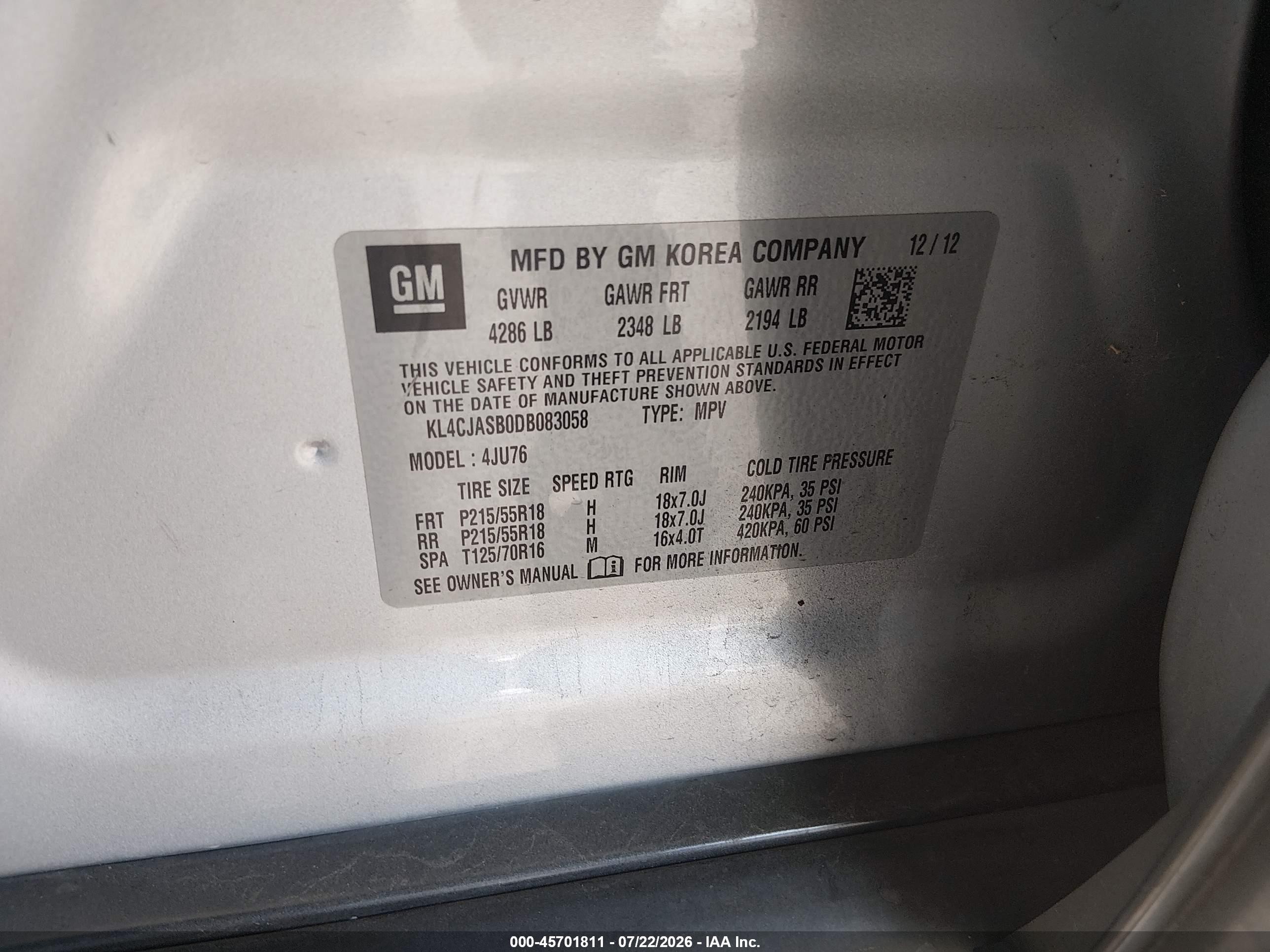2013 Buick Encore   Silver vin: KL4CJASB0DB083058