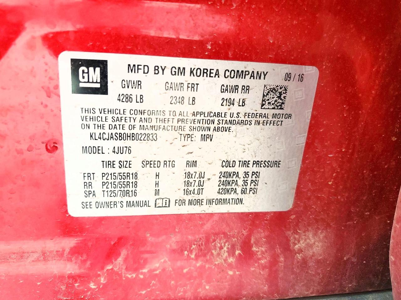 2017 Buick Encore Preferred Red vin: KL4CJASB0HB022833