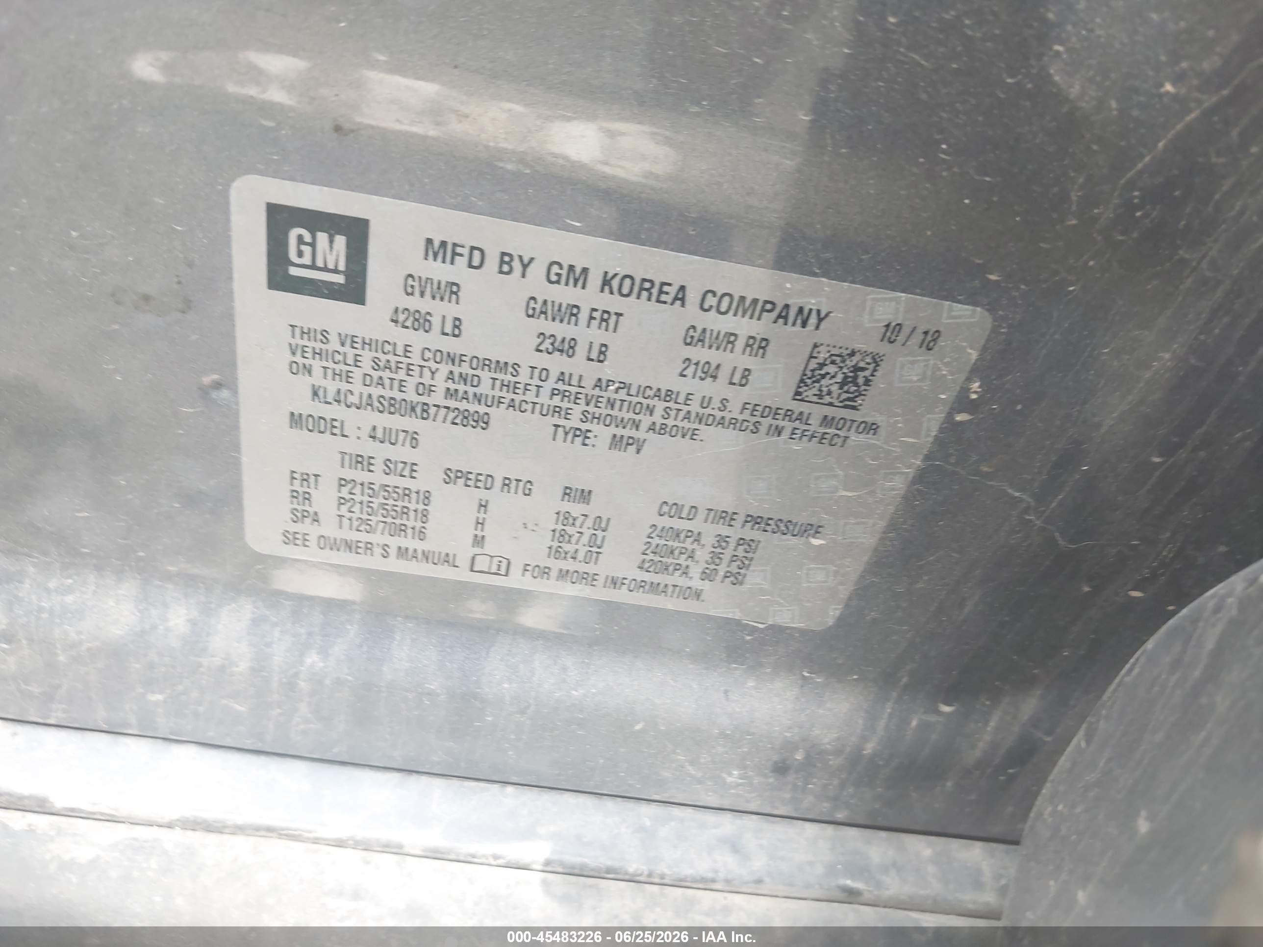2019 Buick Encore Fwd Preferred Gray vin: KL4CJASB0KB772899