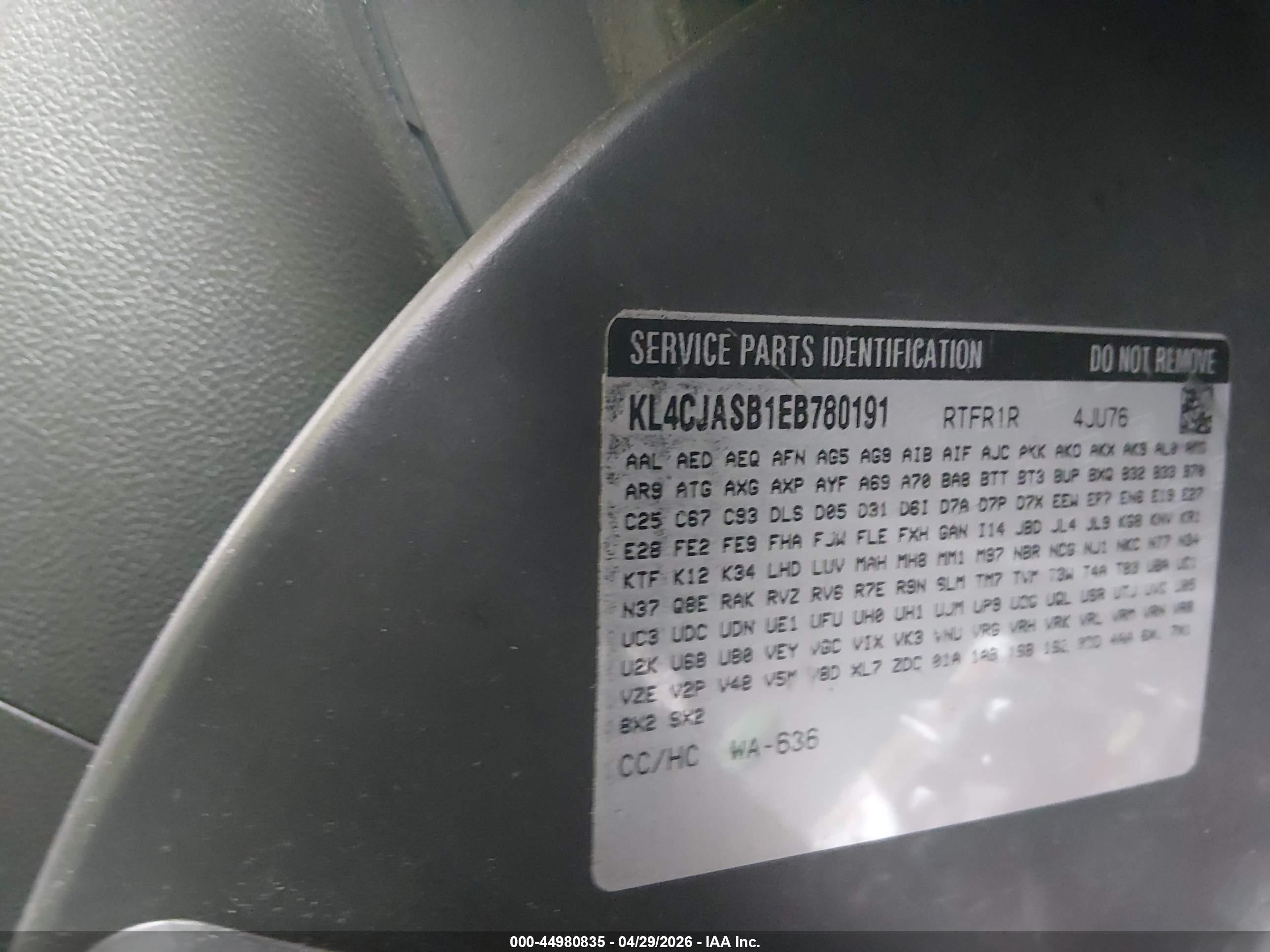 2014 Buick Encore   Silver vin: KL4CJASB1EB780191