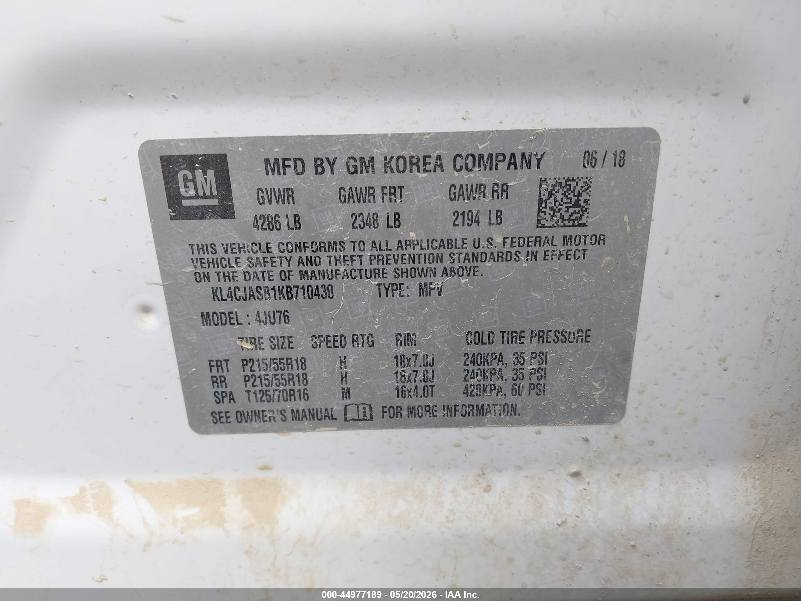2019 Buick Encore Fwd Preferred White vin: KL4CJASB1KB710430