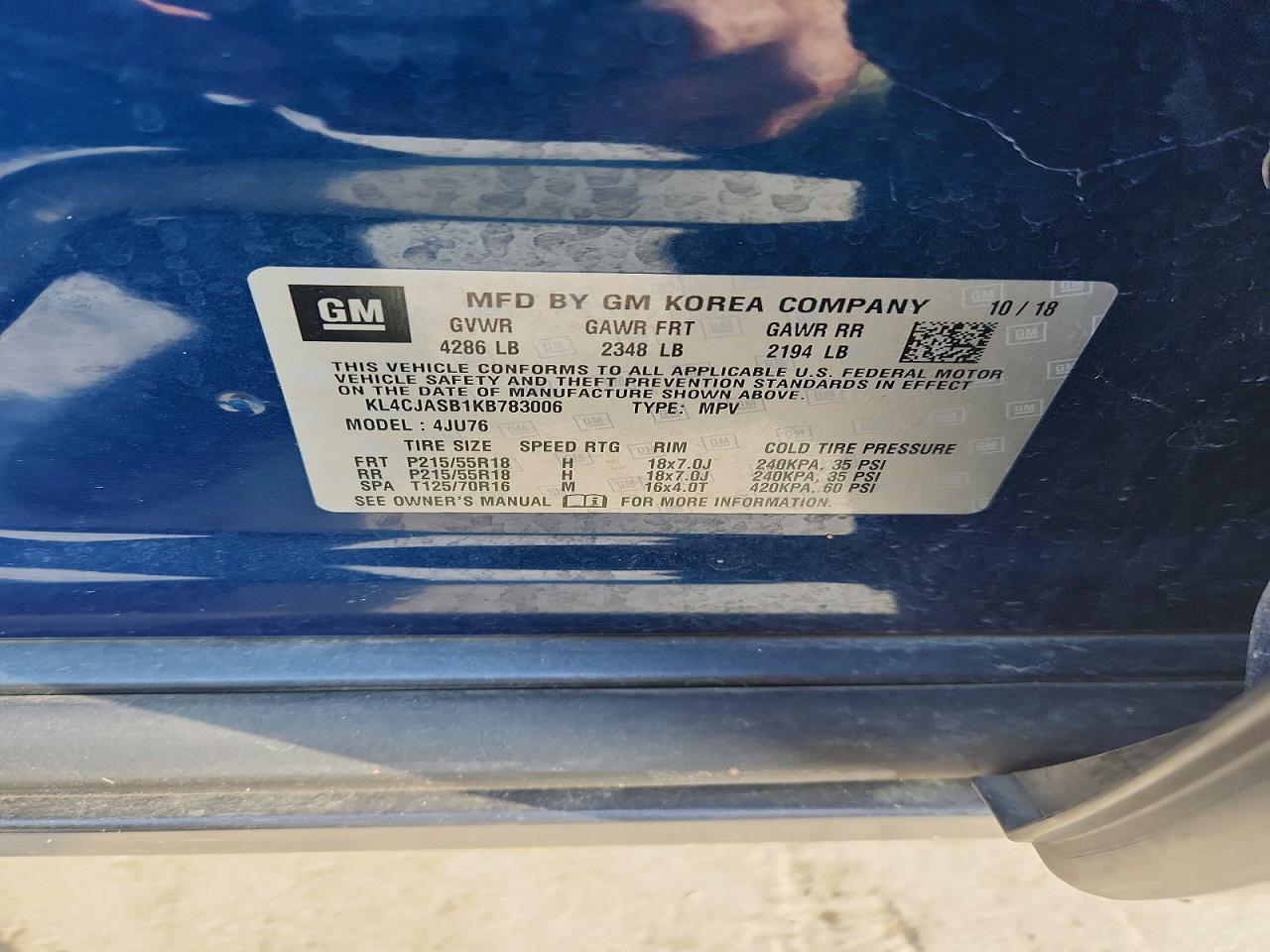 2019 Buick Encore Preferred Blue vin: KL4CJASB1KB783006