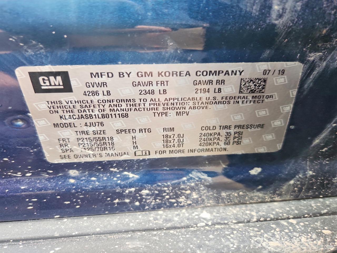 2020 Buick Encore Preferred Blue vin: KL4CJASB1LB011168