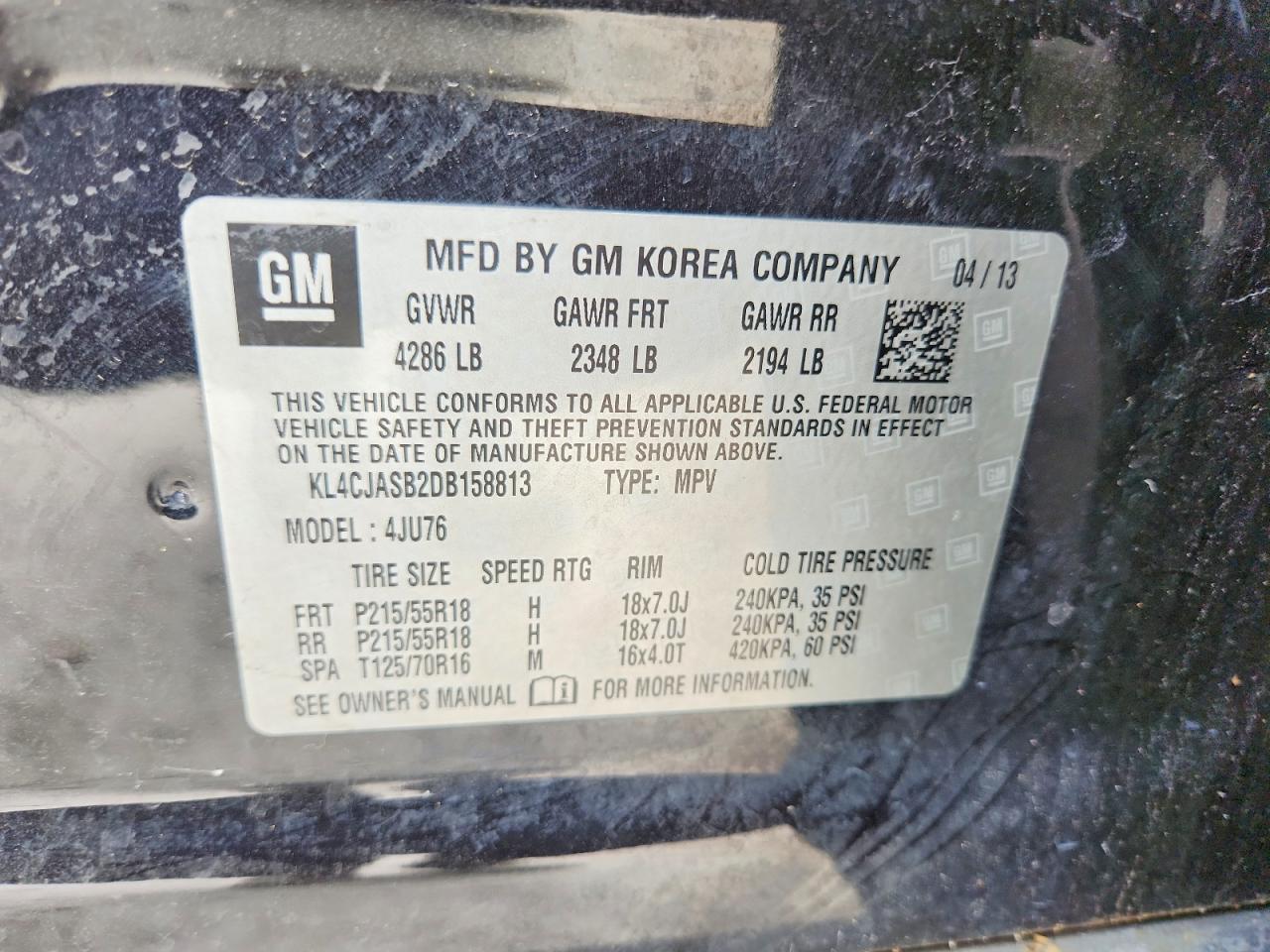 2013 Buick Encore Black vin: KL4CJASB2DB158813