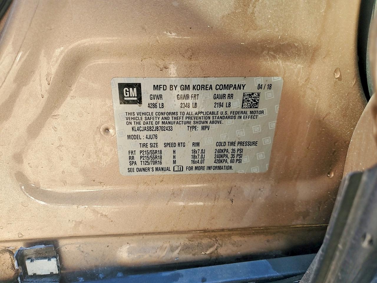2018 Buick Encore Preferred Brown vin: KL4CJASB2JB702433