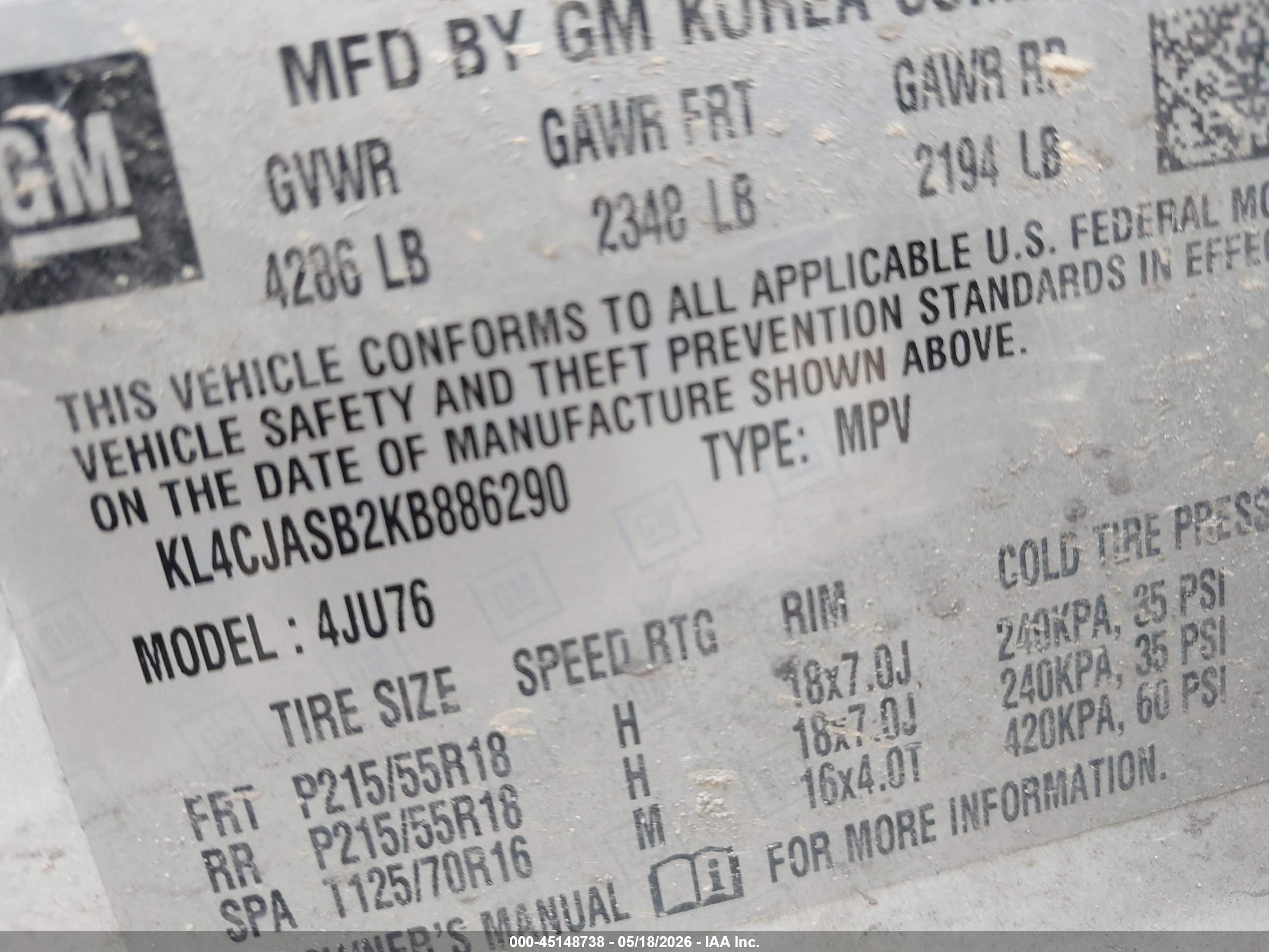 2019 Buick Encore Fwd Preferred Silver vin: KL4CJASB2KB886290