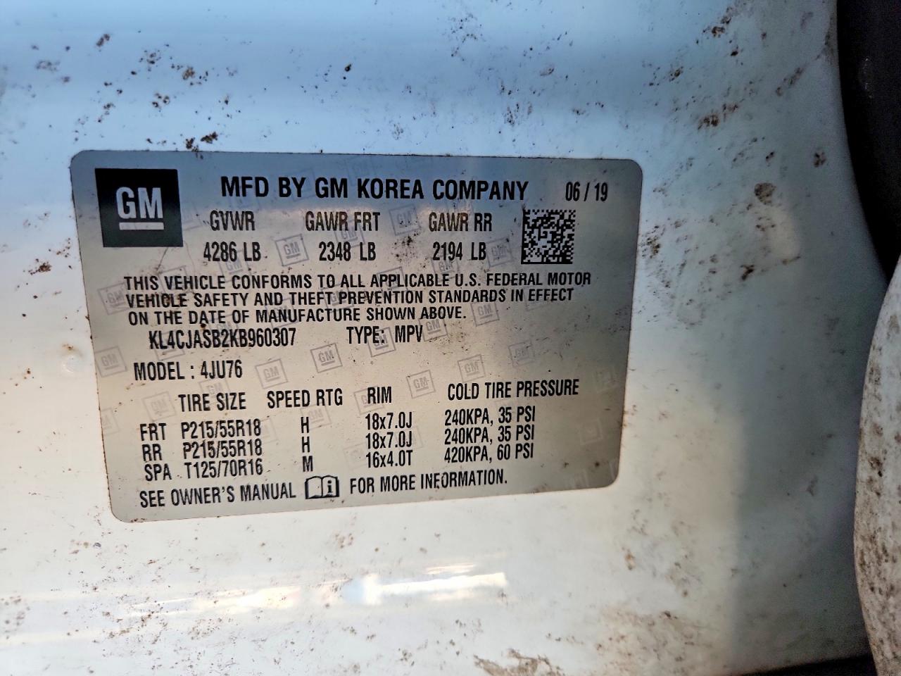 2019 Buick Encore Preferred White vin: KL4CJASB2KB960307