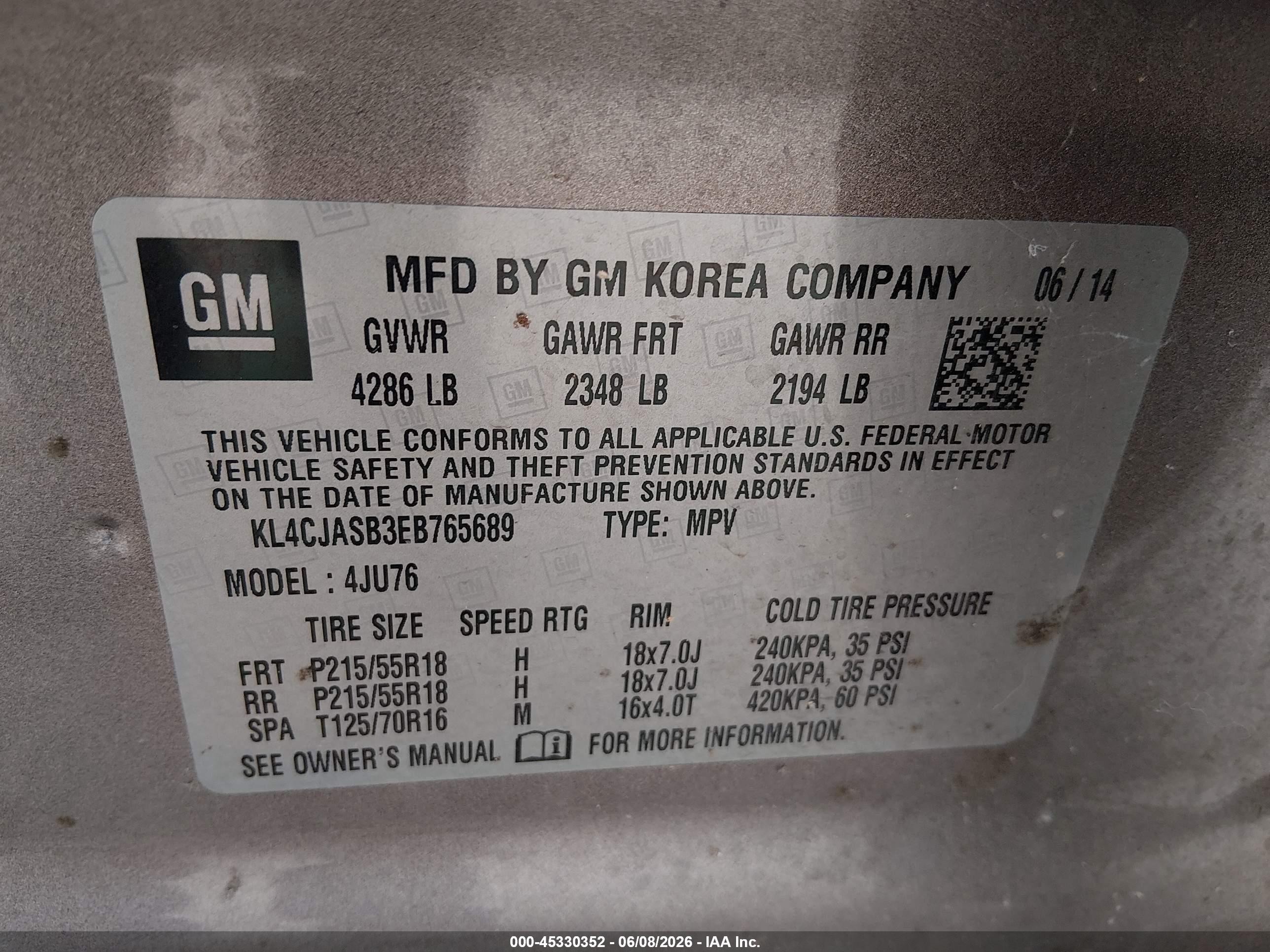 2014 Buick Encore   Brown vin: KL4CJASB3EB765689