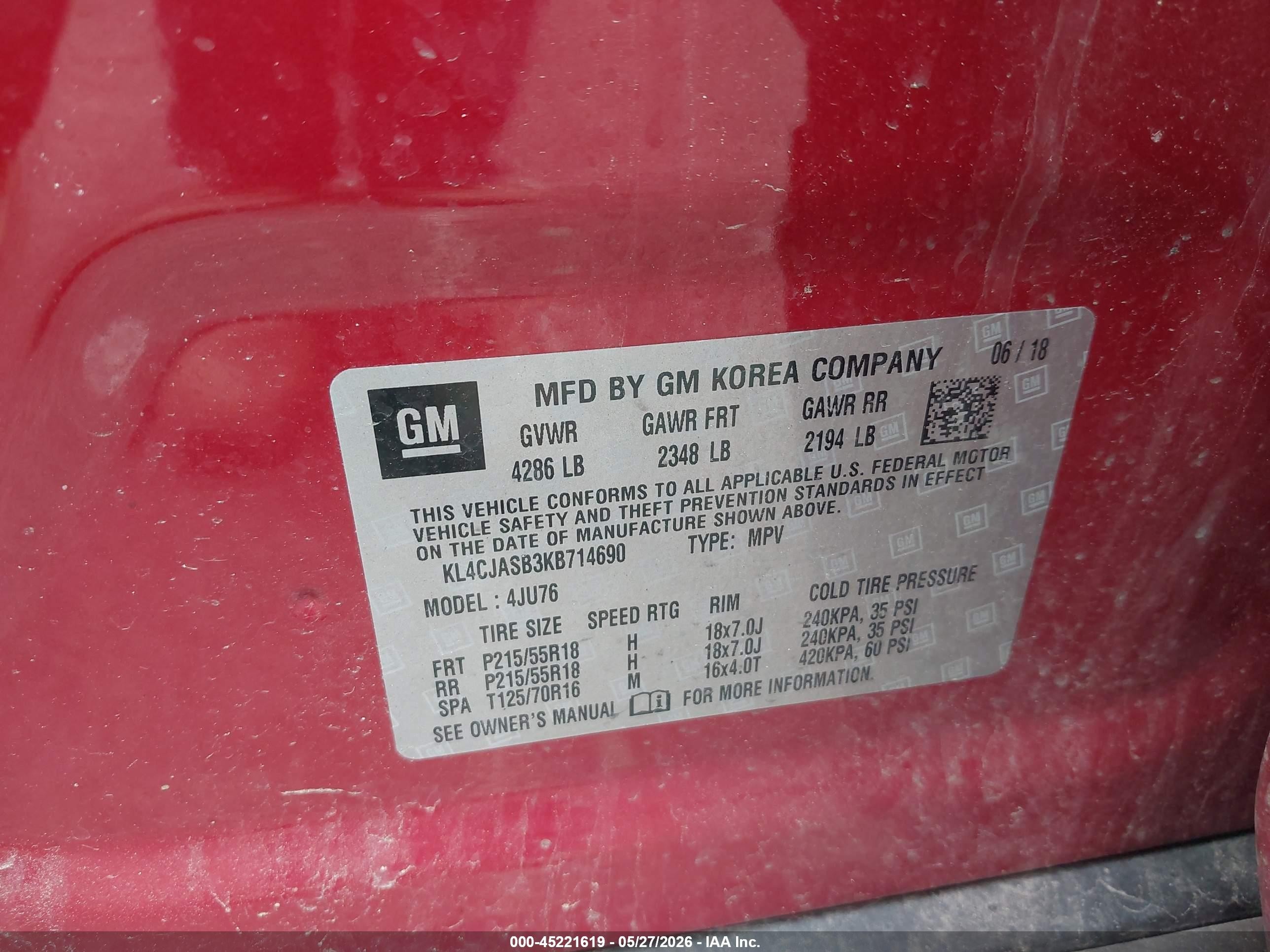 2019 Buick Encore Fwd Preferred Maroon vin: KL4CJASB3KB714690