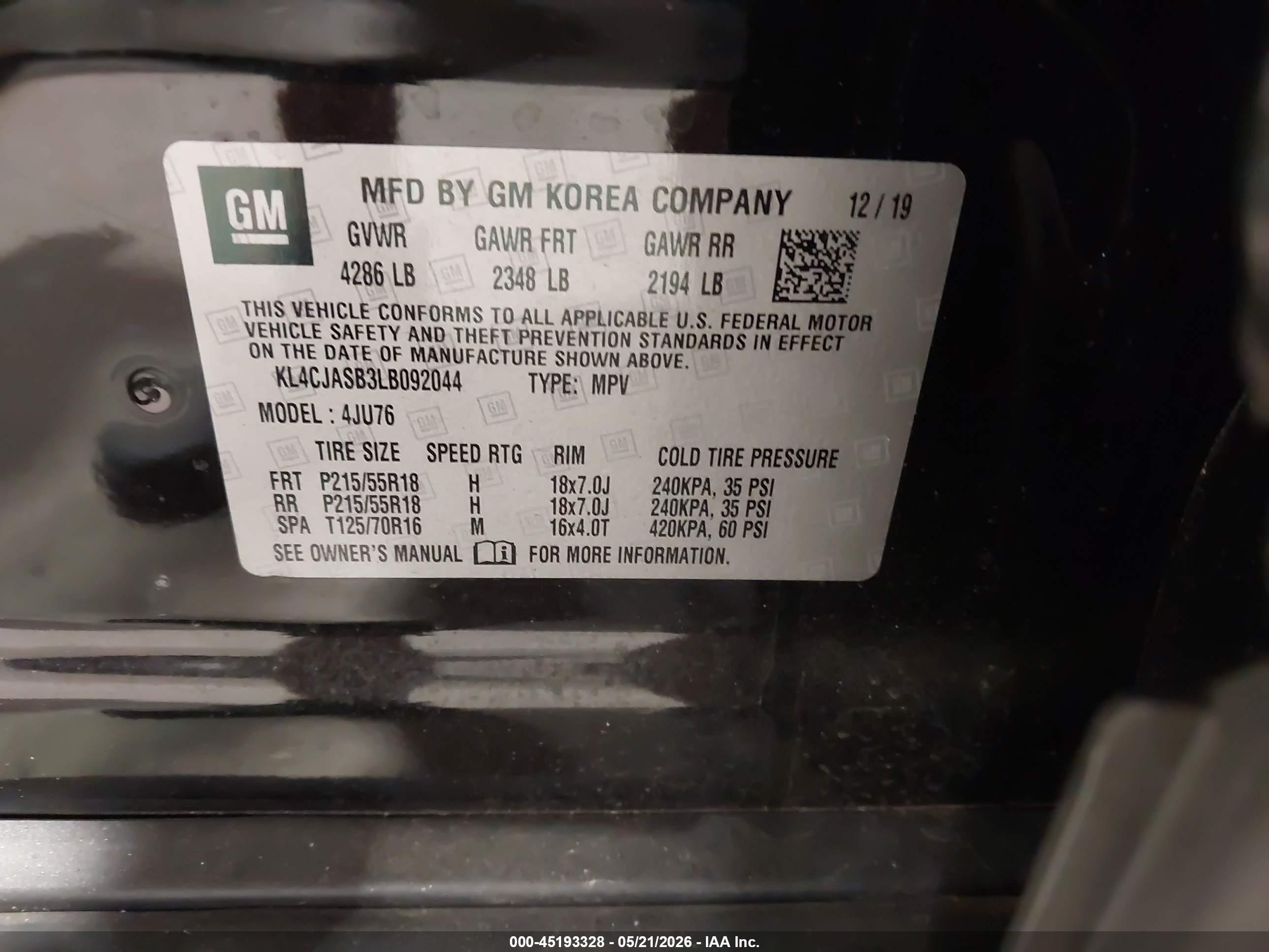 2020 Buick Encore Fwd Preferred Black vin: KL4CJASB3LB092044