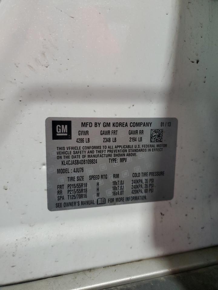 2013 Buick Encore White vin: KL4CJASB4DB109824