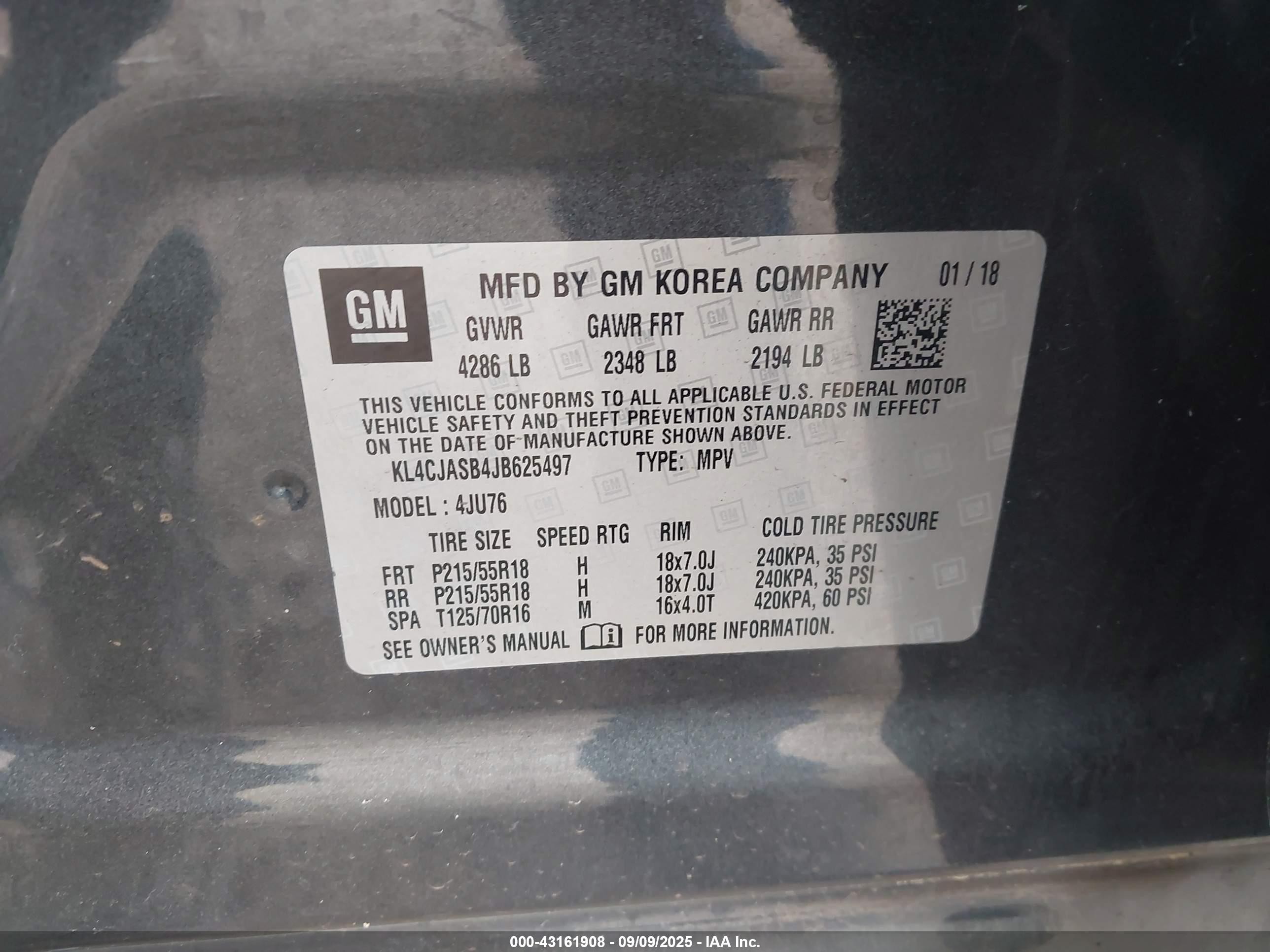 2018 Buick Encore Preferred Gray vin: KL4CJASB4JB625497