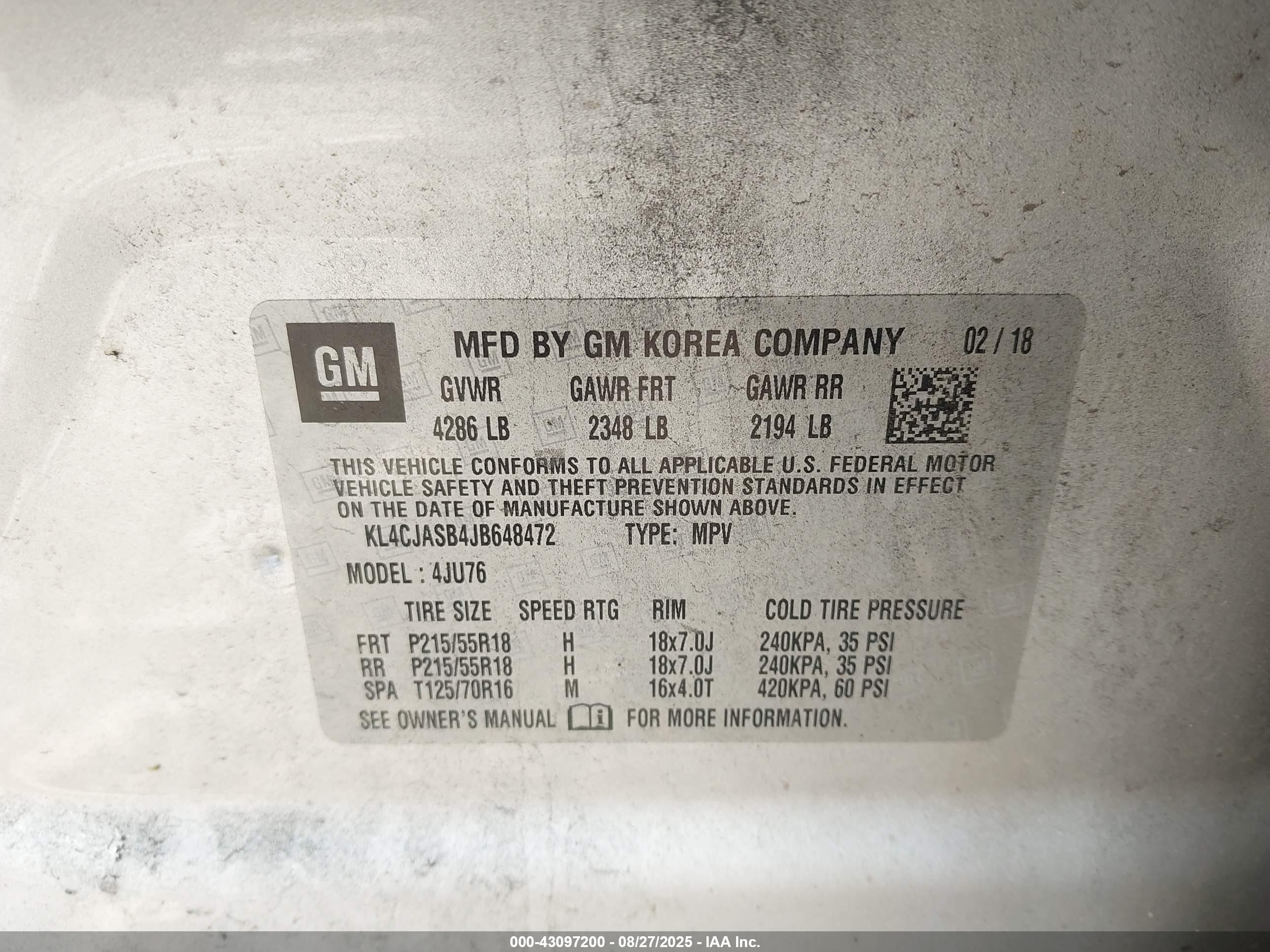 2018 Buick Encore Preferred Silver vin: KL4CJASB4JB648472
