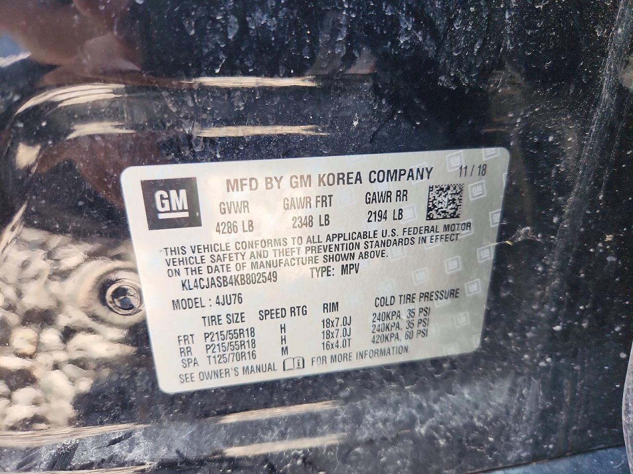 2019 Buick Encore Preferred Black vin: KL4CJASB4KB802549