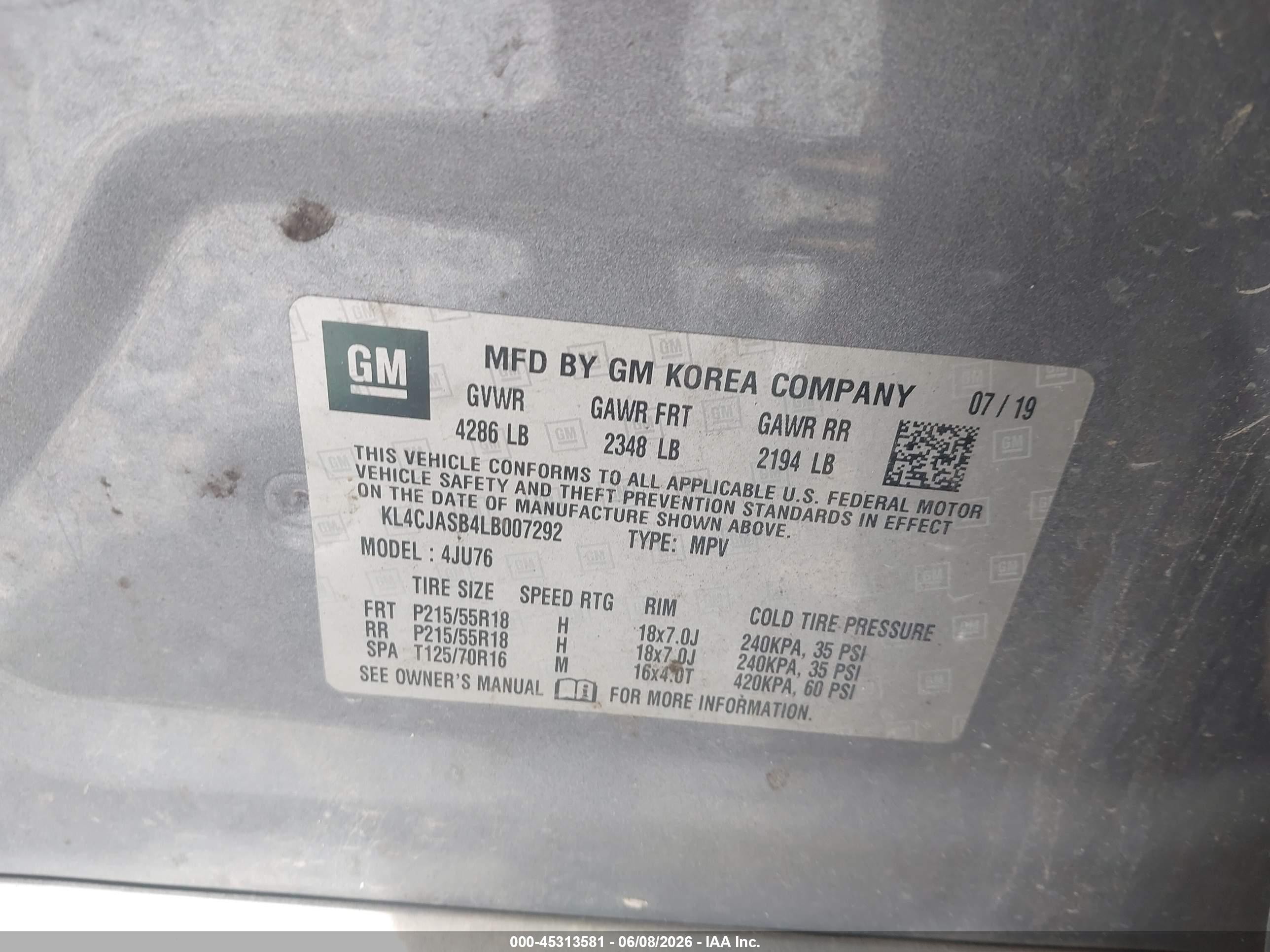 2020 Buick Encore Fwd Preferred Gray vin: KL4CJASB4LB007292