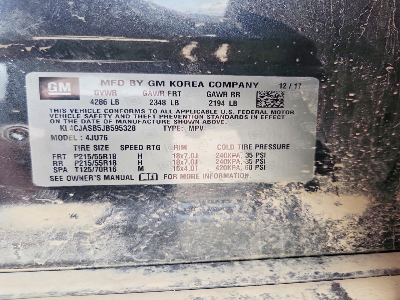 2018 Buick Encore Preferred Gray vin: KL4CJASB5JB595328
