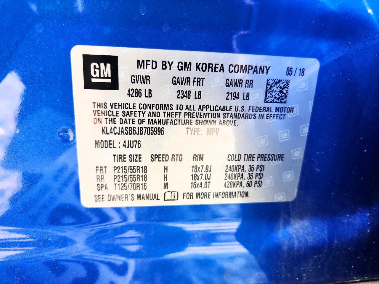 2018 Buick Encore Preferred Blue vin: KL4CJASB6JB705996