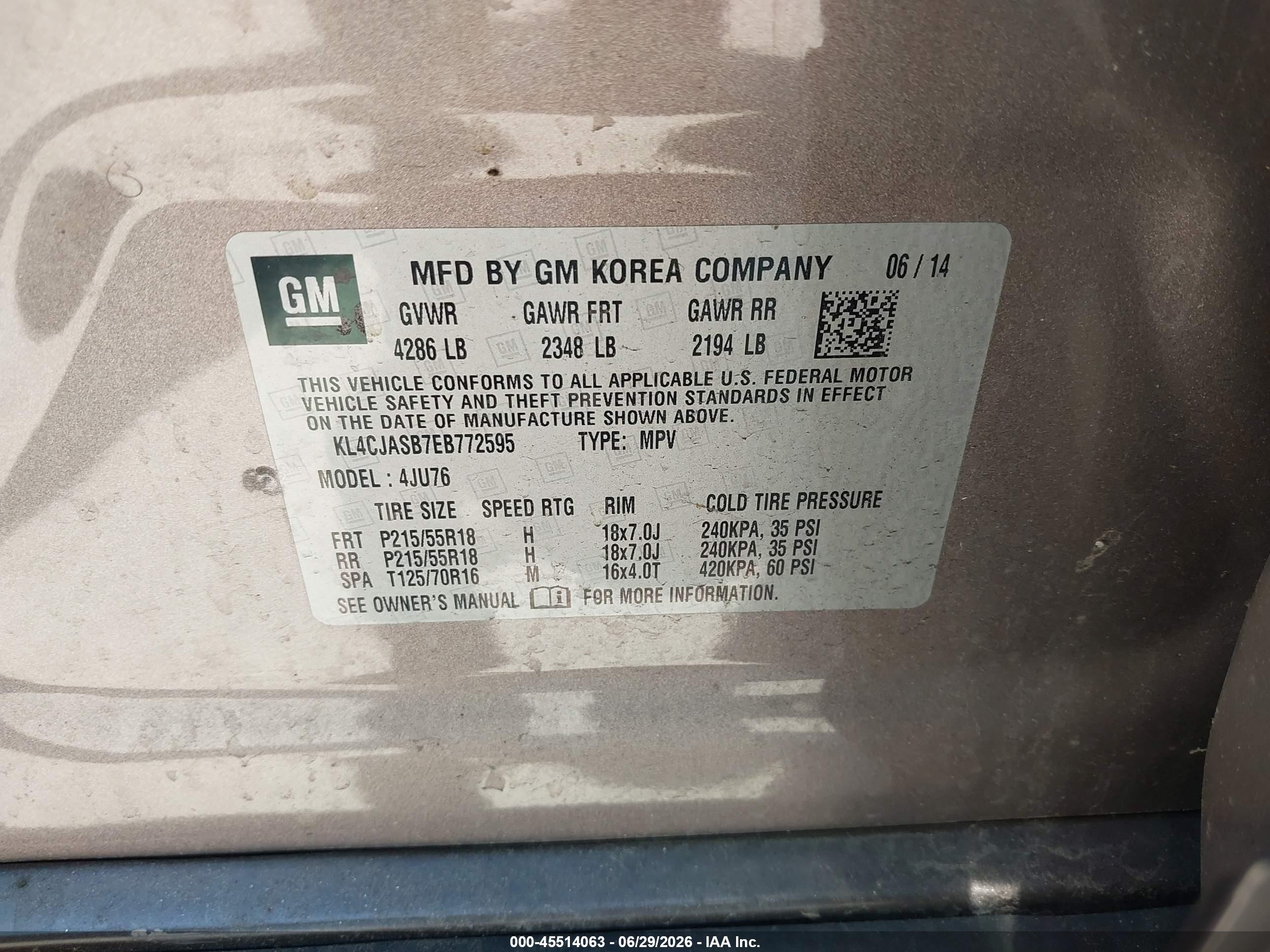 2014 Buick Encore   Brown vin: KL4CJASB7EB772595