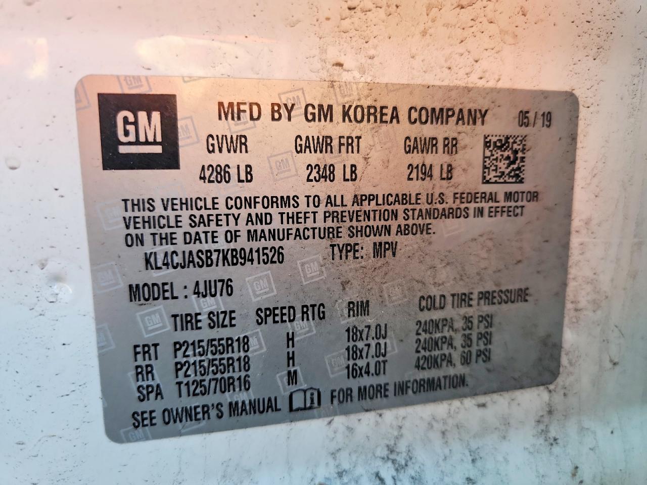 2019 Buick Encore Preferred White vin: KL4CJASB7KB941526