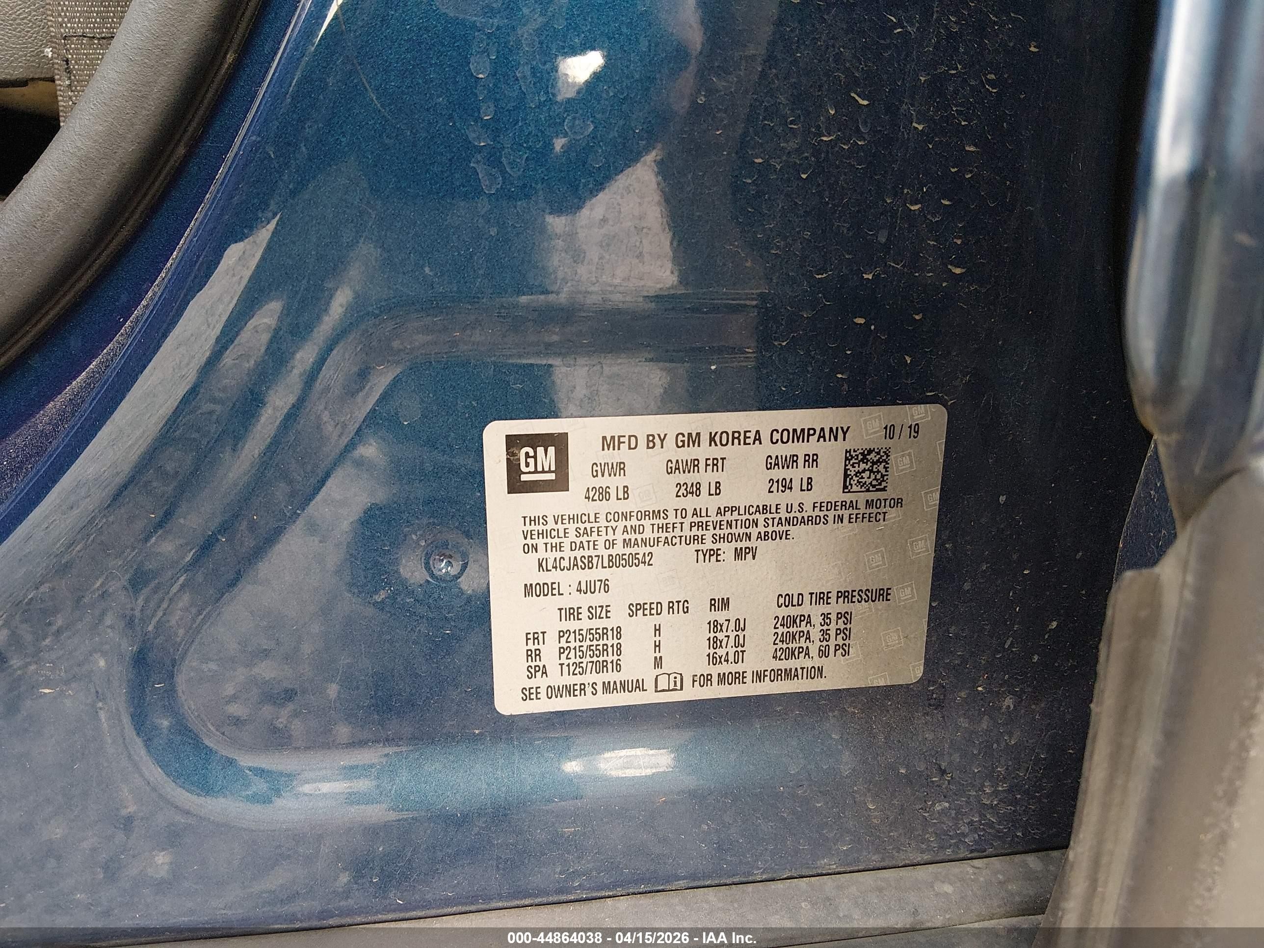 2020 Buick Encore Fwd Preferred Blue vin: KL4CJASB7LB050542
