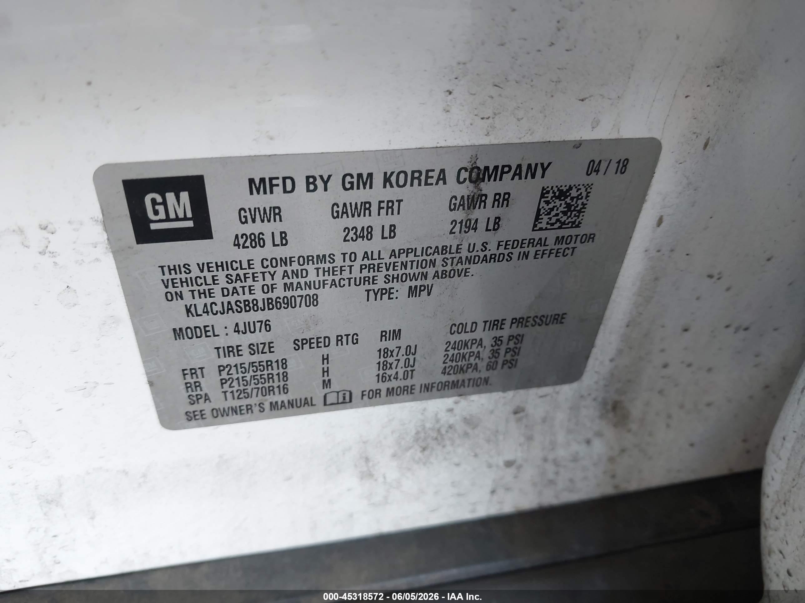 2018 Buick Encore Preferred White vin: KL4CJASB8JB690708