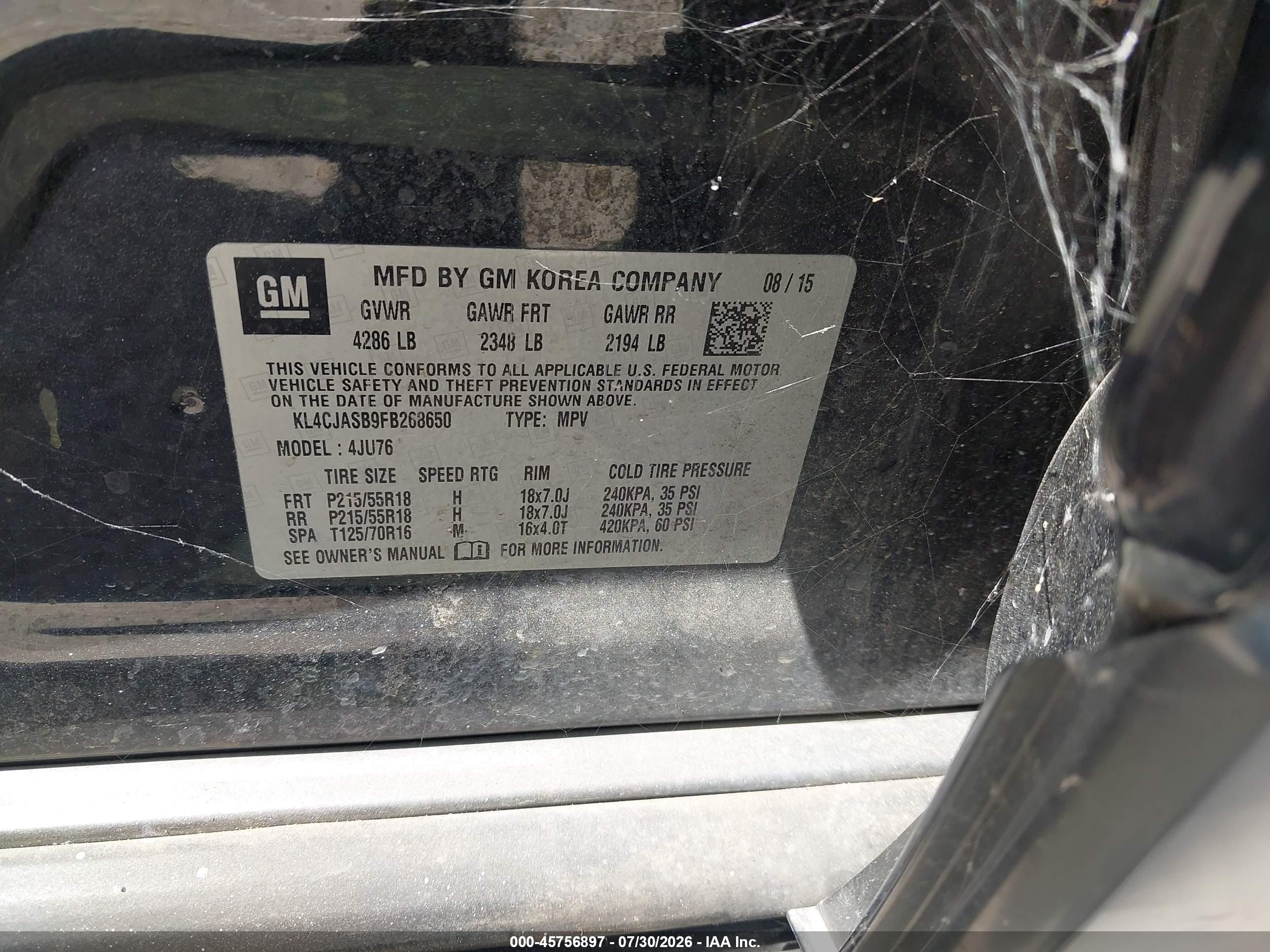2015 Buick Encore   Black vin: KL4CJASB9FB268650