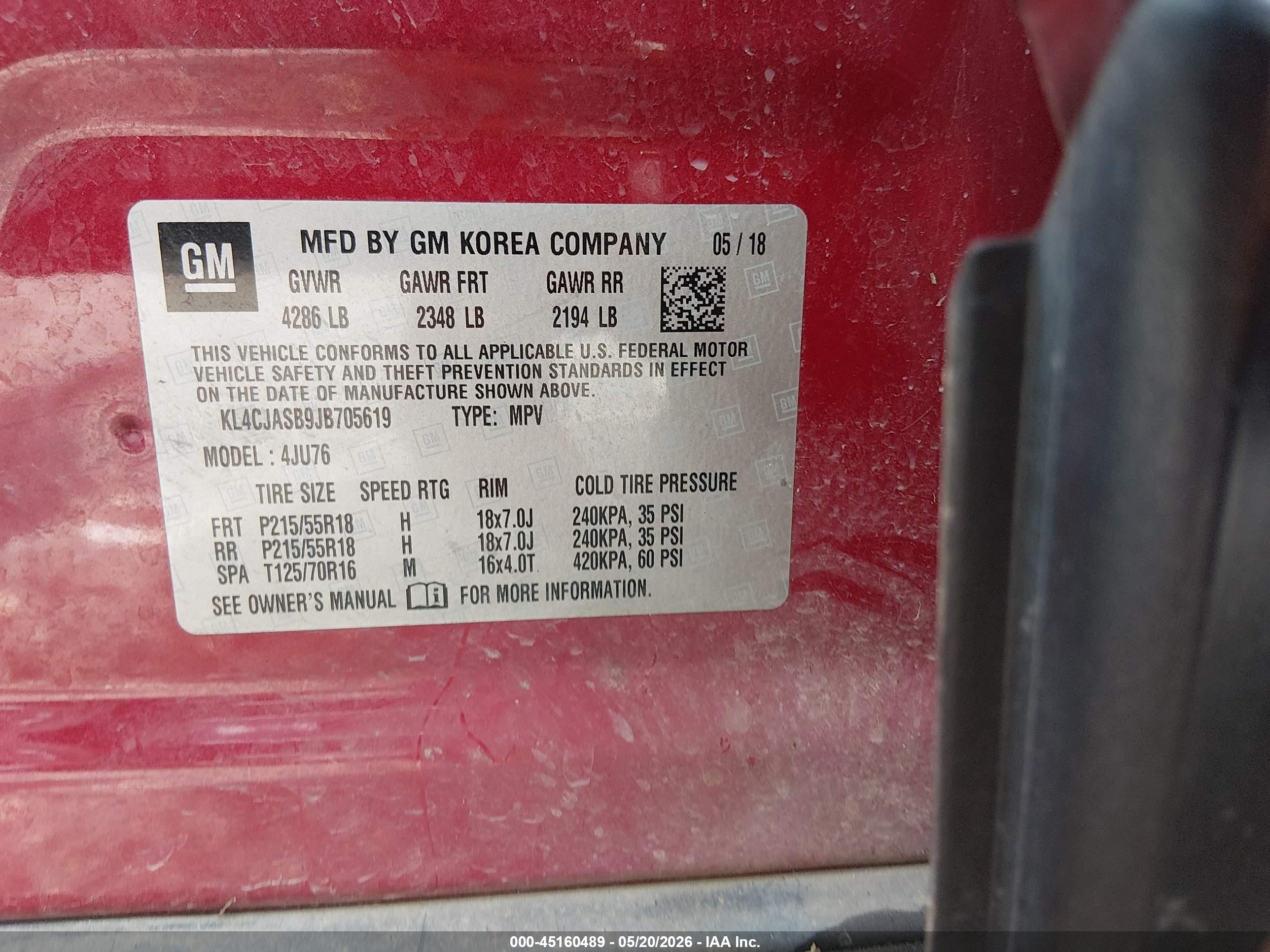 2018 Buick Encore Preferred Burgundy vin: KL4CJASB9JB705619