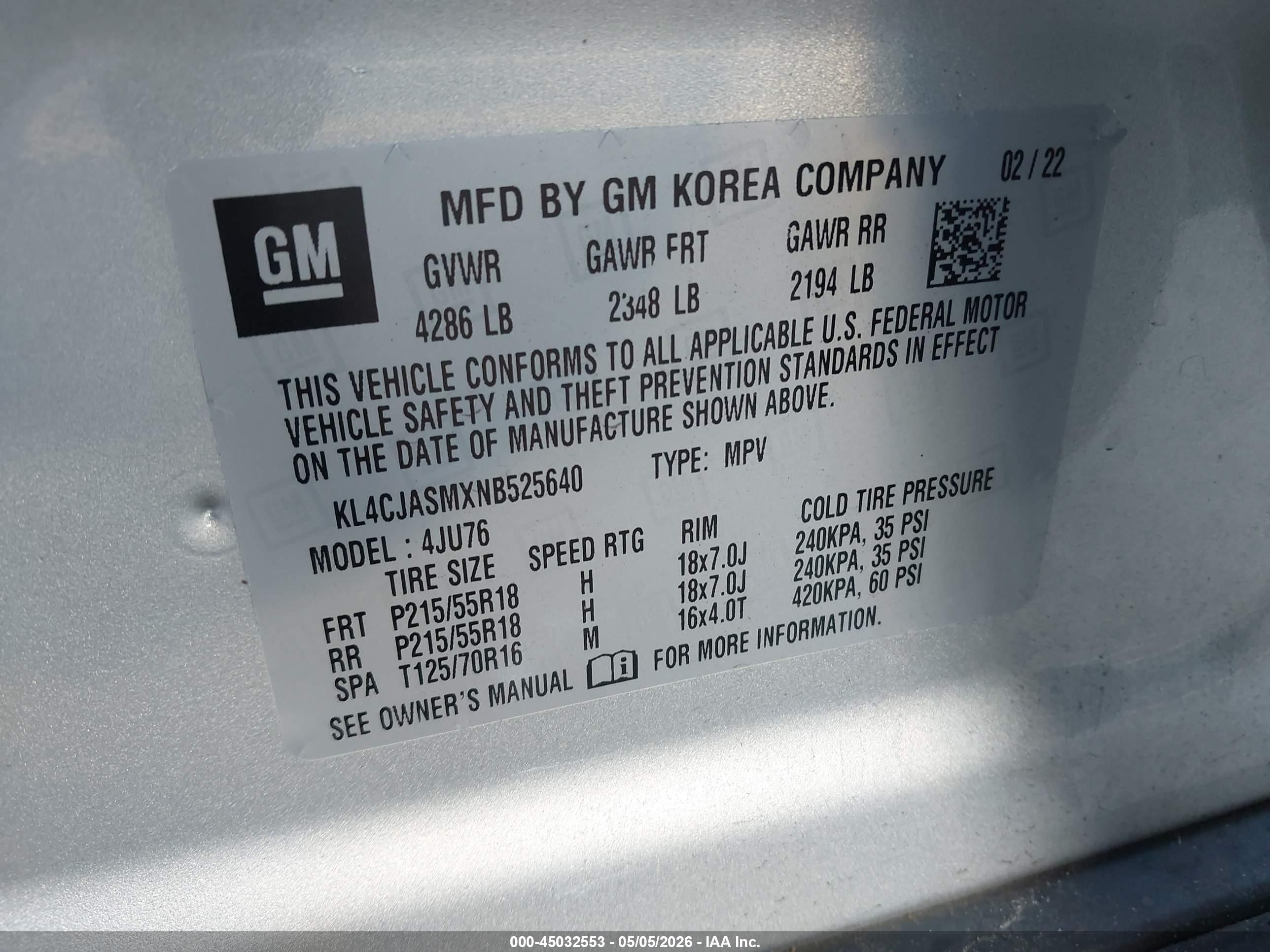 2022 Buick Encore Fwd Preferred Серебряный vin: KL4CJASMXNB525640