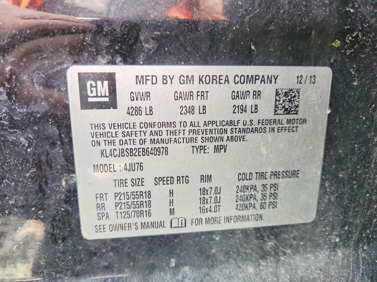 2014 Buick Encore Convenience Black vin: KL4CJBSB2EB640978