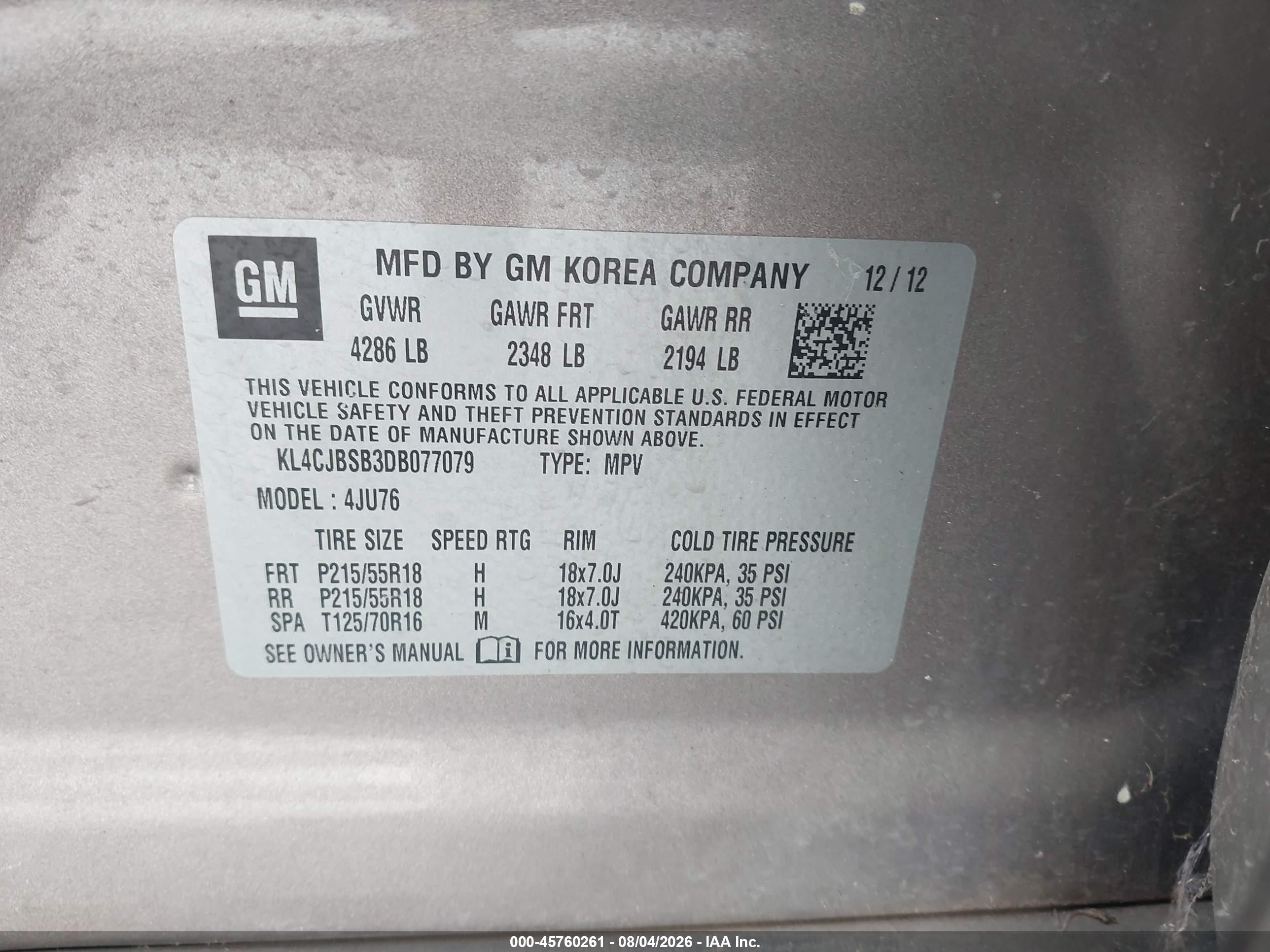 2013 Buick Encore Convenience Brown vin: KL4CJBSB3DB077079