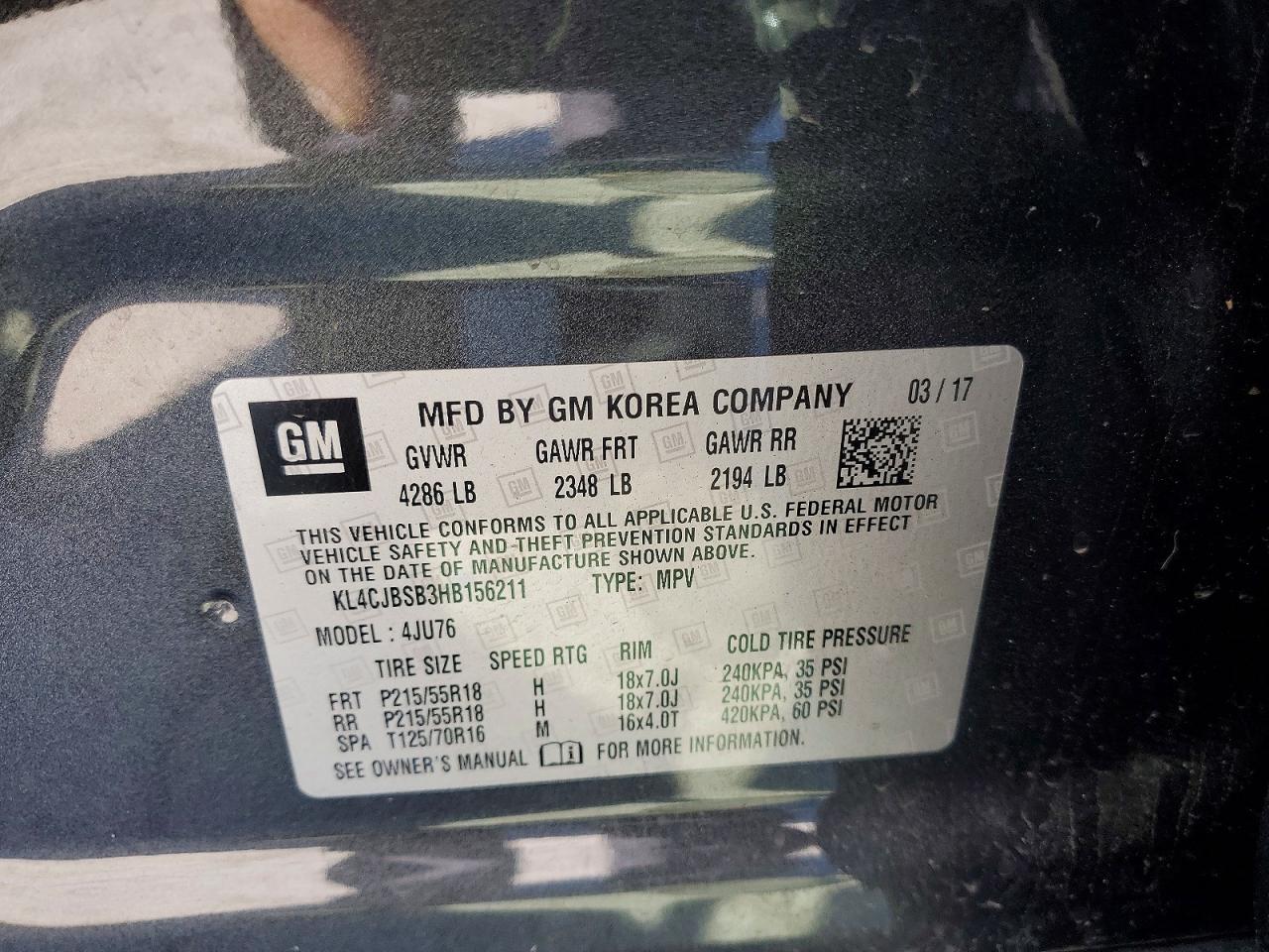 2017 Buick Encore Preferred Ii Charcoal vin: KL4CJBSB3HB156211
