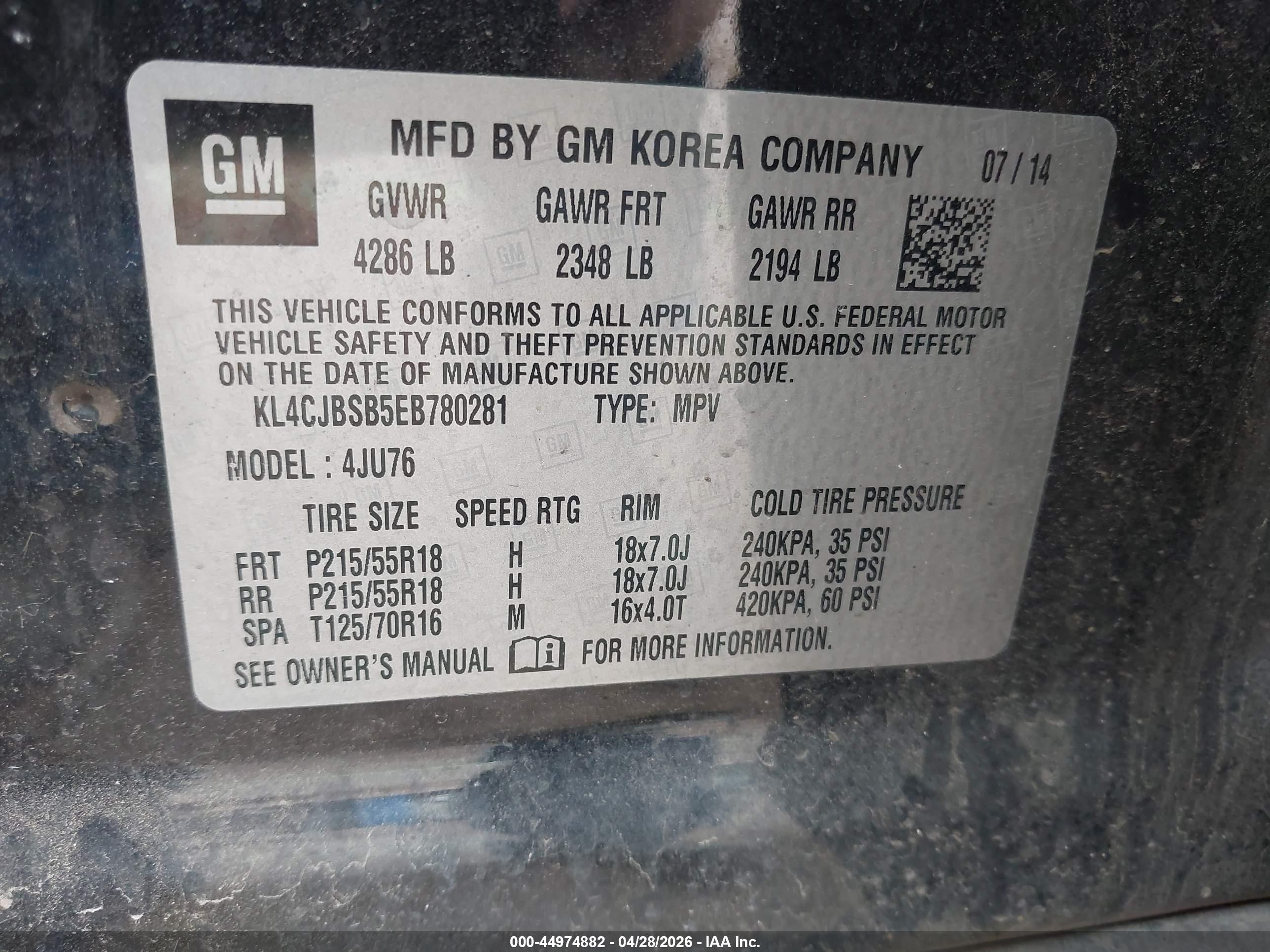 2014 Buick Encore Convenience Black vin: KL4CJBSB5EB780281