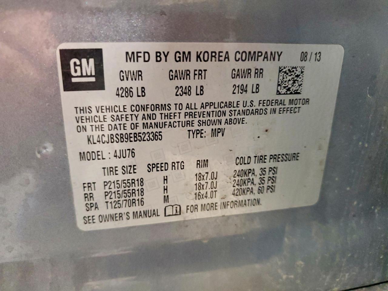 2014 Buick Encore Convenience Gray vin: KL4CJBSB9EB523365