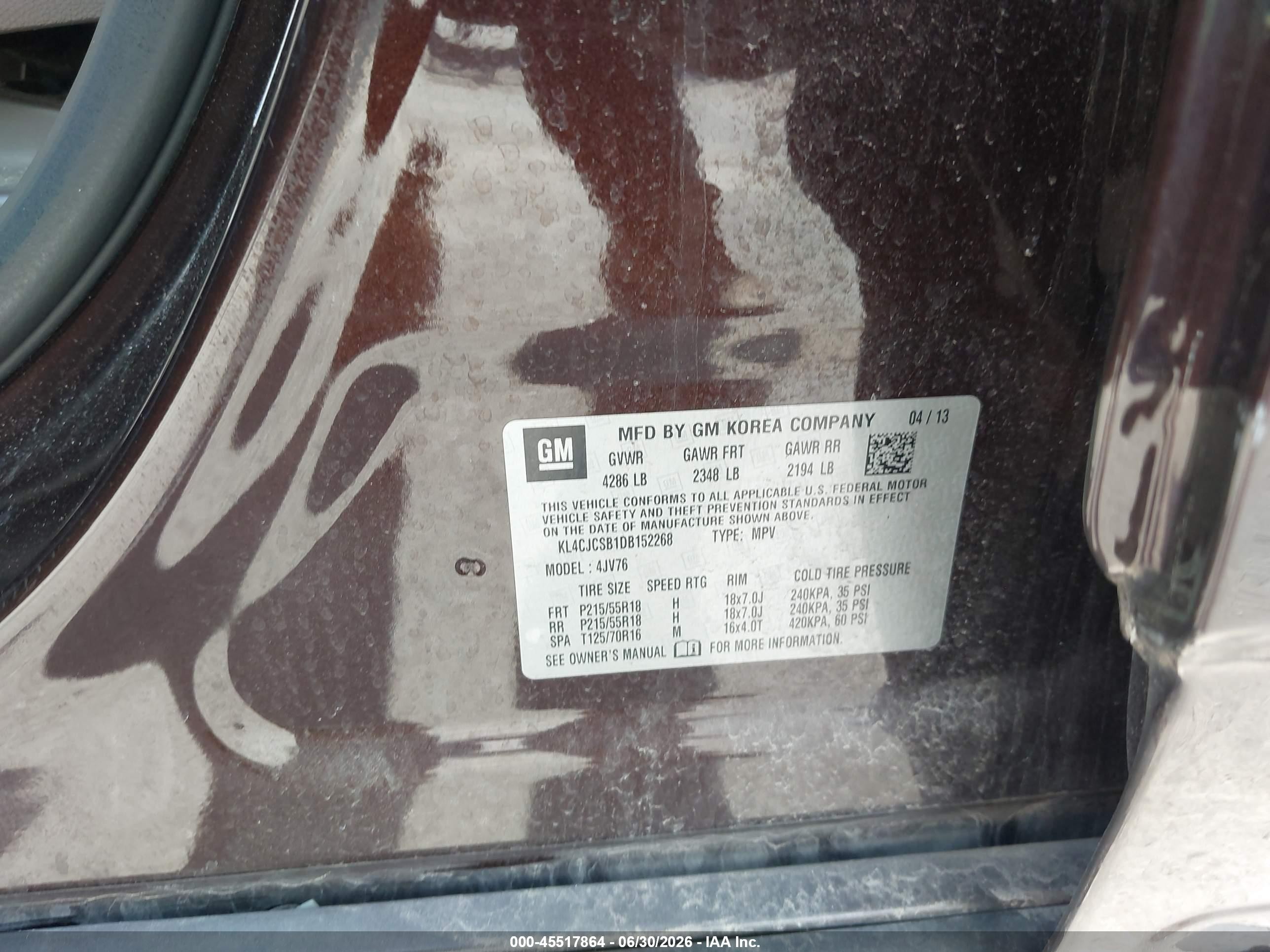 2013 Buick Encore Leather Dark Brown vin: KL4CJCSB1DB152268