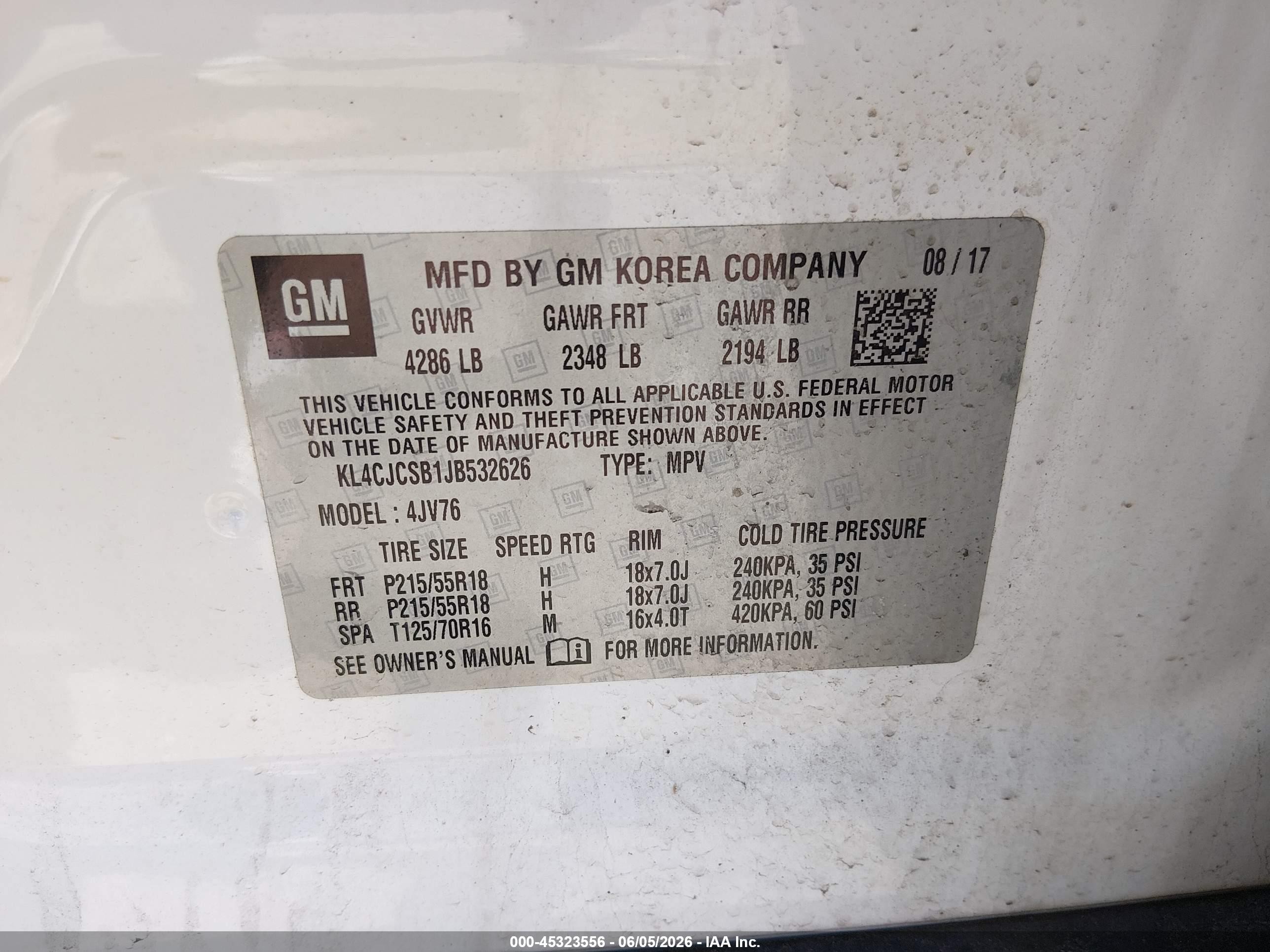 2018 Buick Encore Essence White vin: KL4CJCSB1JB532626