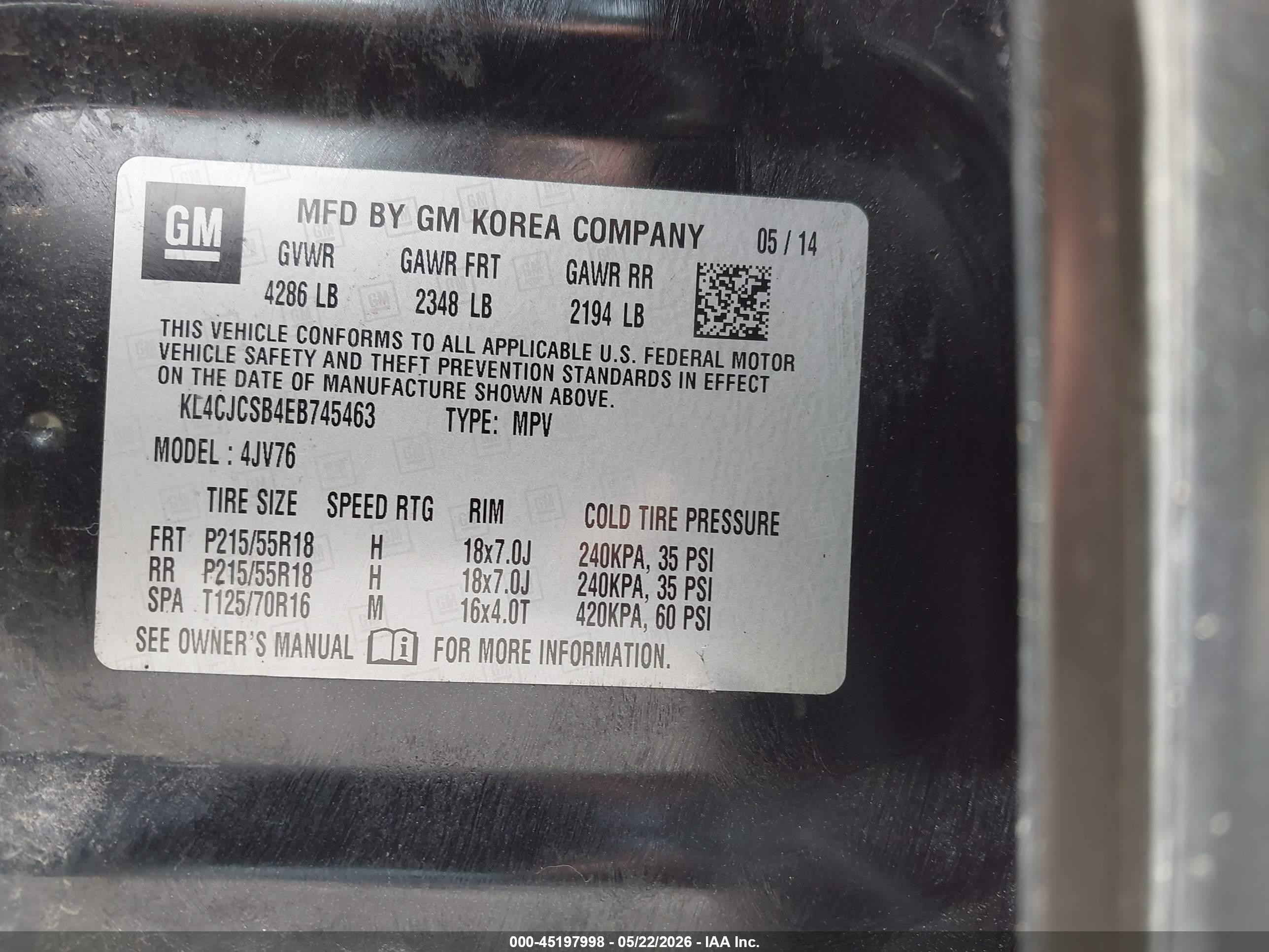2014 Buick Encore Leather Black vin: KL4CJCSB4EB745463