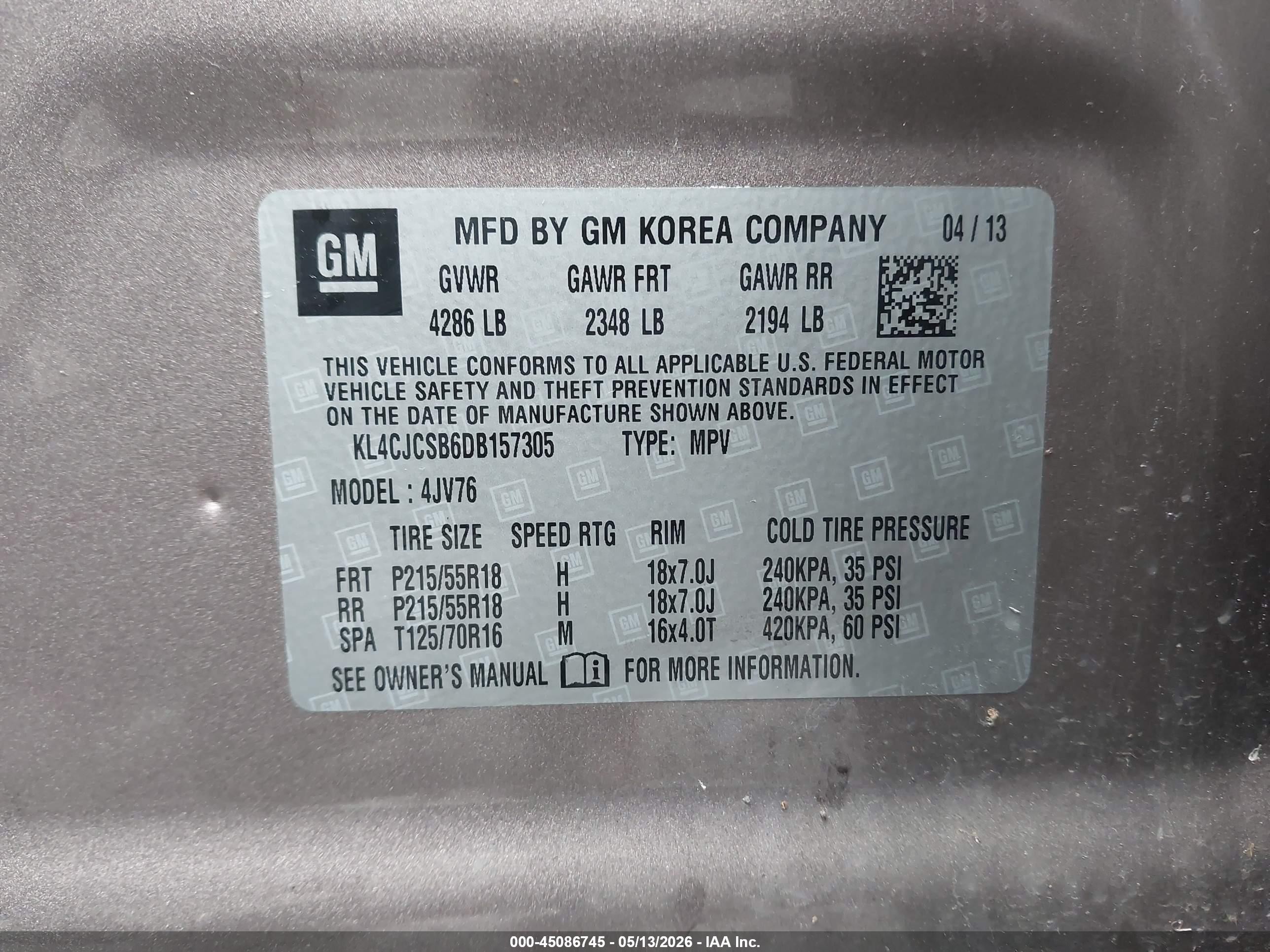 2013 Buick Encore Leather Brown vin: KL4CJCSB6DB157305