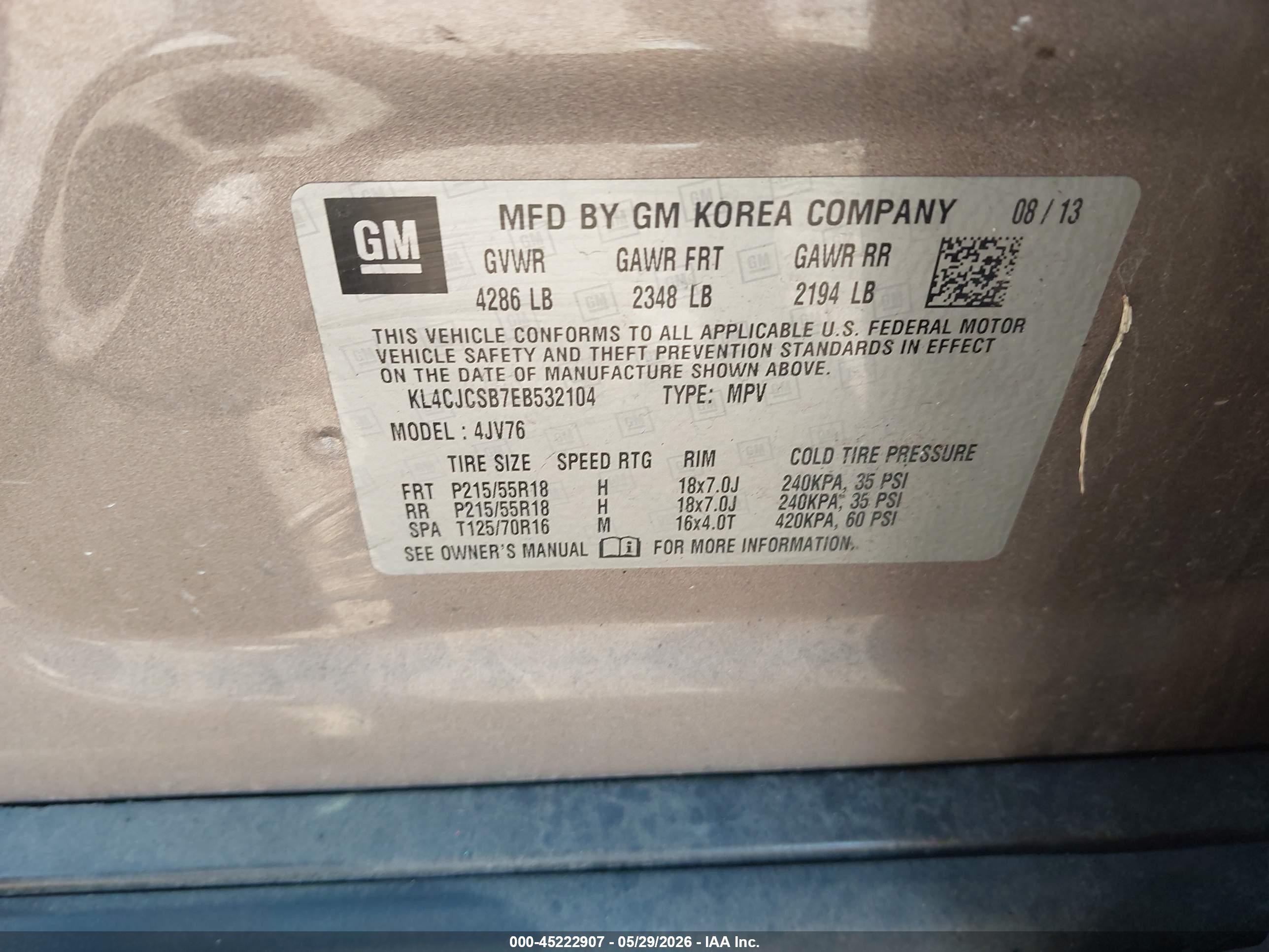 2014 Buick Encore Leather Pewter vin: KL4CJCSB7EB532104