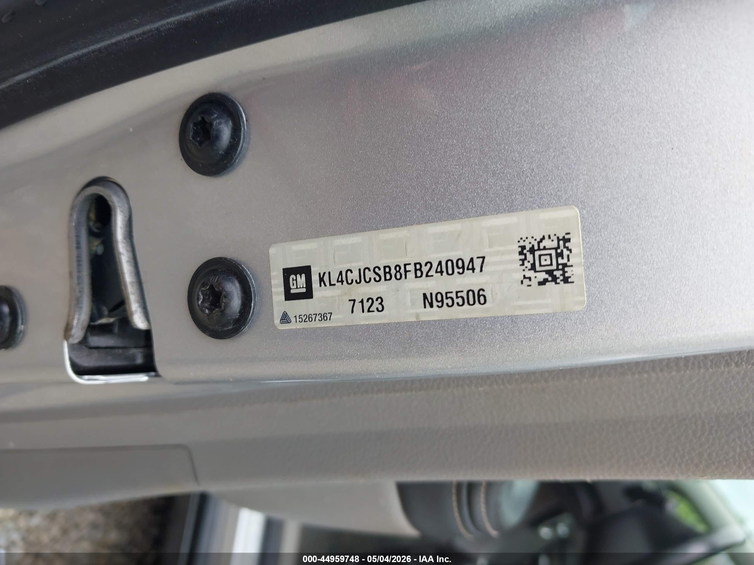 2015 Buick Encore Leather Gray vin: KL4CJCSB8FB240947