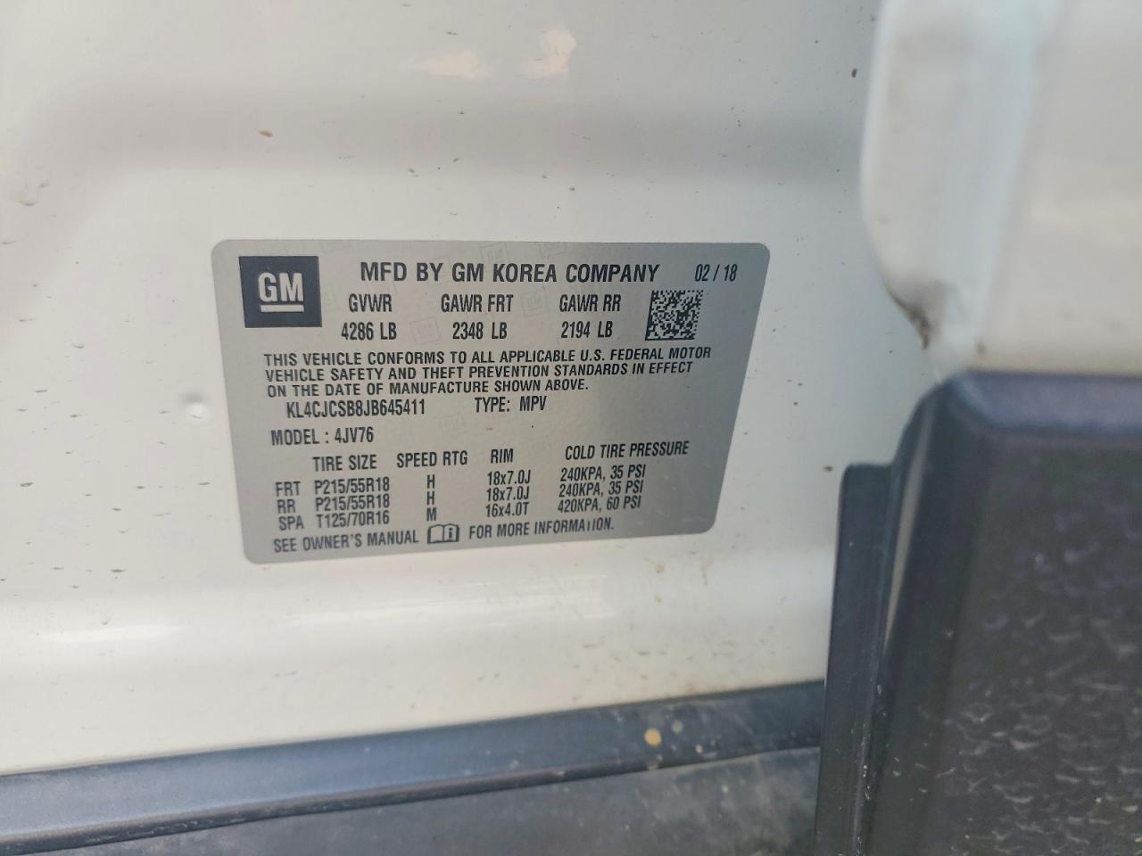 2018 Buick Encore Essence White vin: KL4CJCSB8JB645411