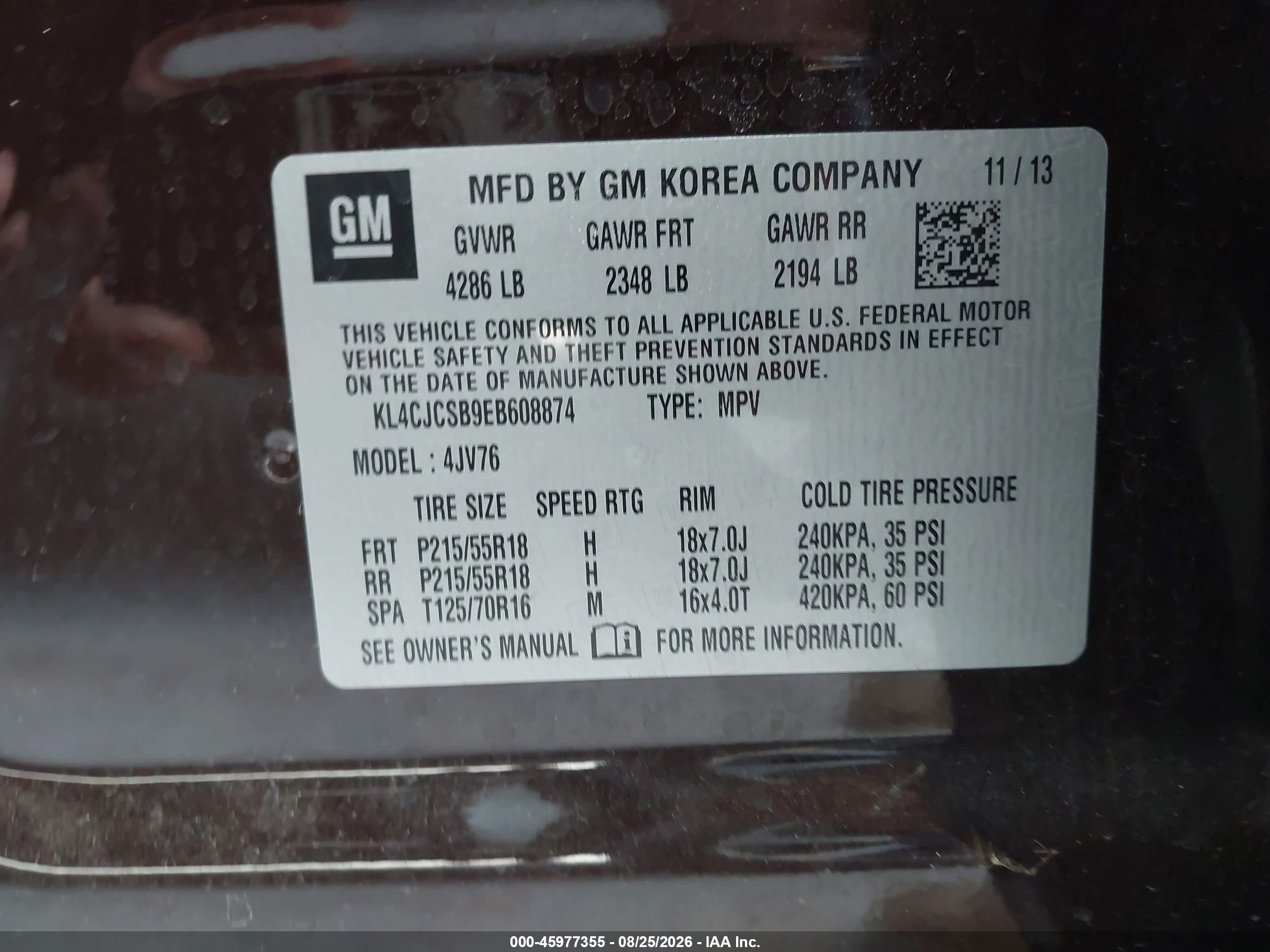2014 Buick Encore Leather Brown vin: KL4CJCSB9EB608874