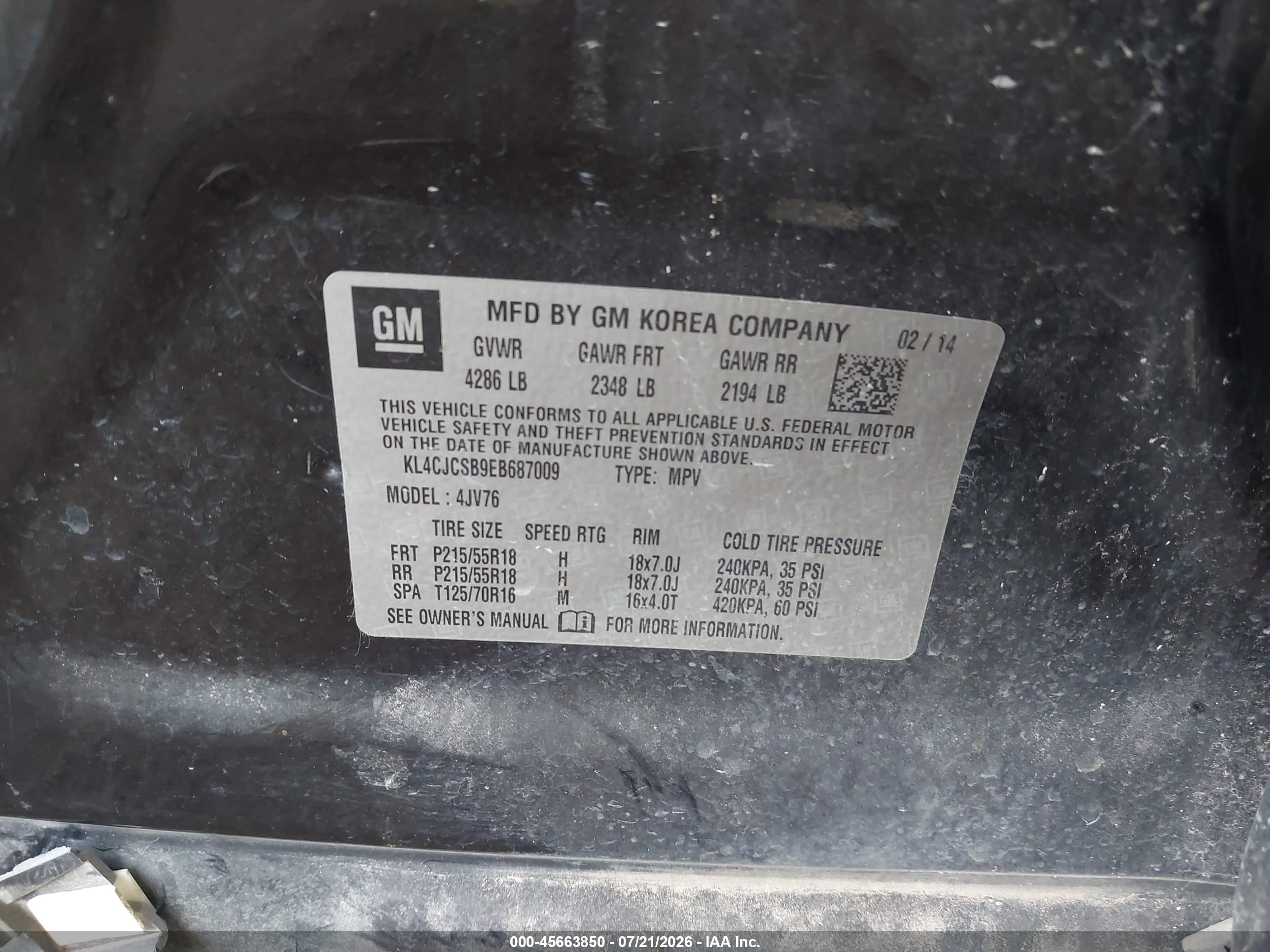 2014 Buick Encore Leather Black vin: KL4CJCSB9EB687009