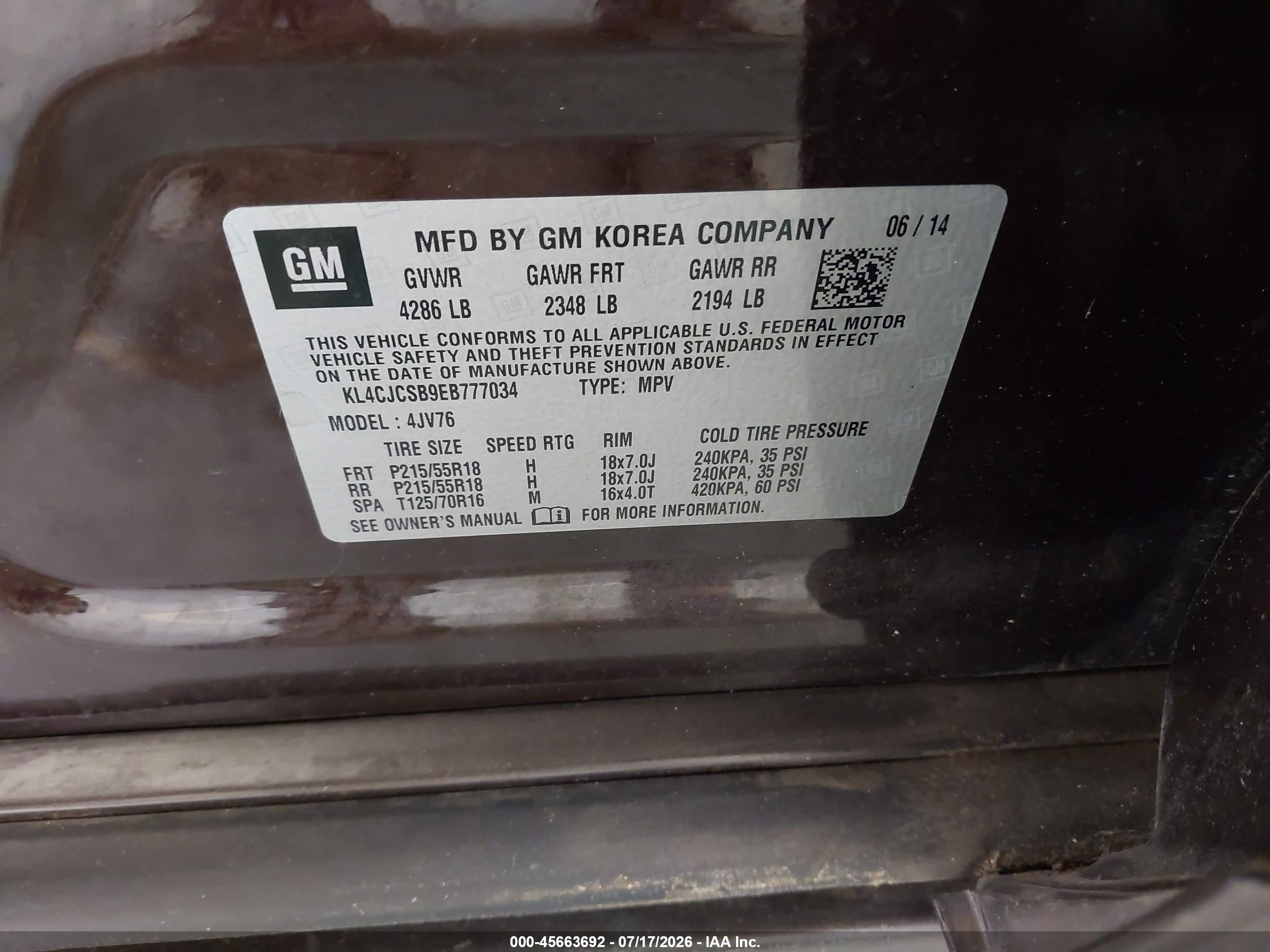 2014 Buick Encore Leather Brown vin: KL4CJCSB9EB777034