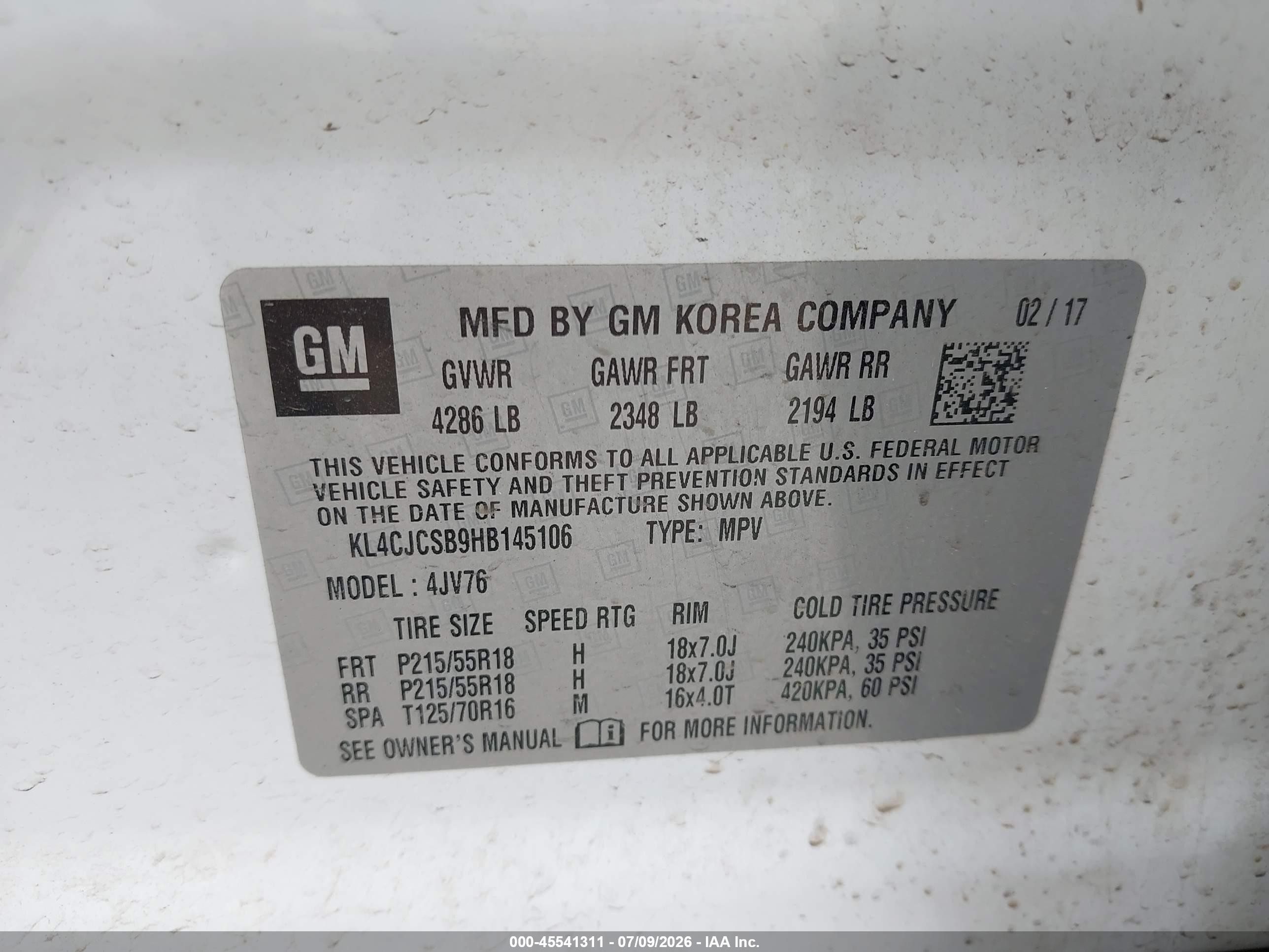 2017 Buick Encore Essence White vin: KL4CJCSB9HB145106