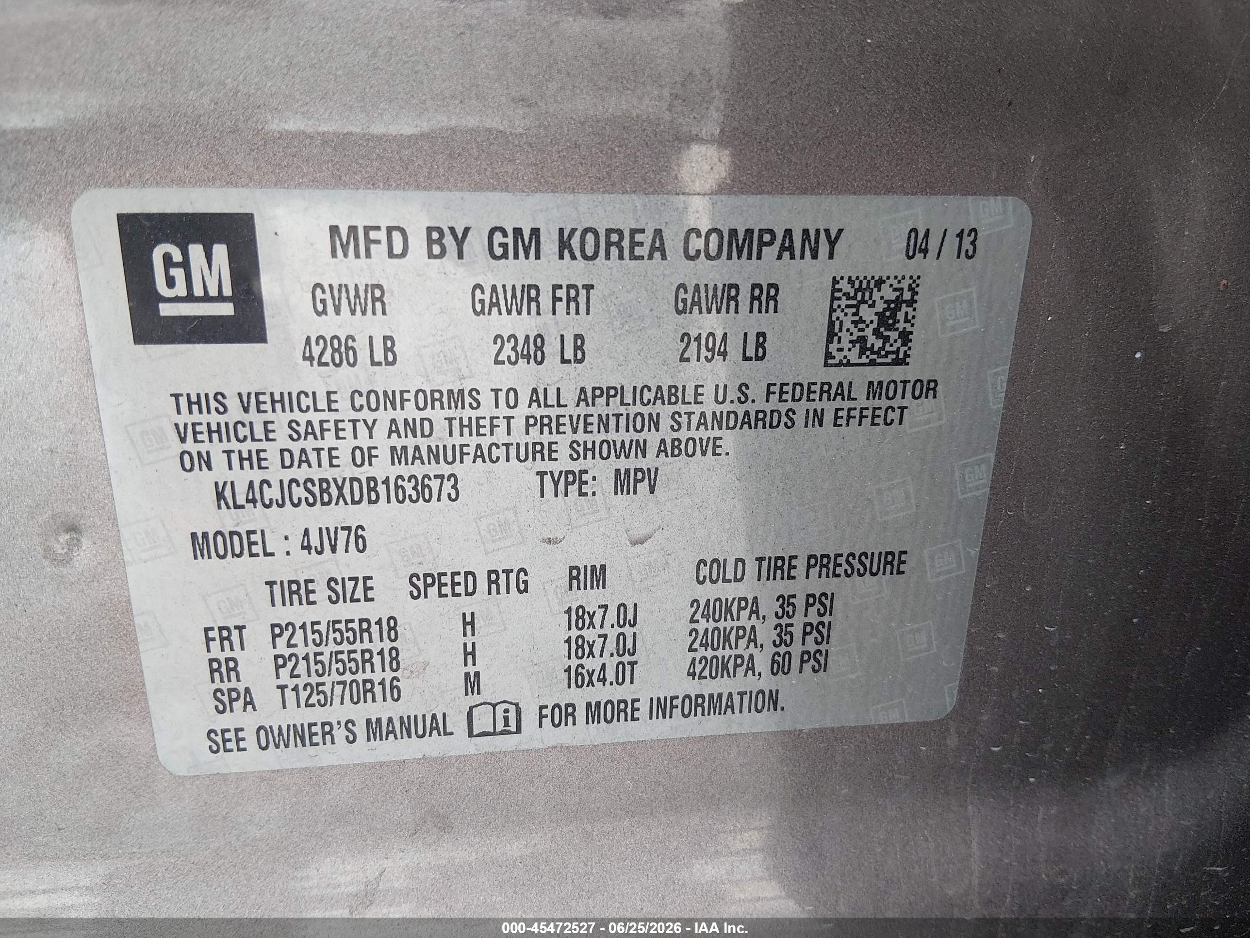 2013 Buick Encore Leather Gold vin: KL4CJCSBXDB163673
