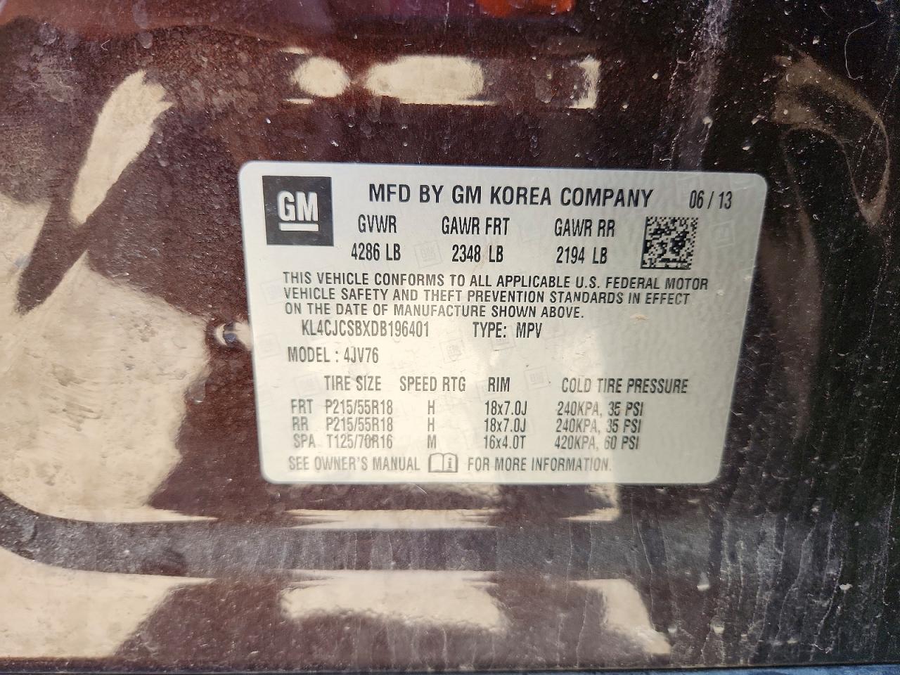 2013 Buick Encore Brown vin: KL4CJCSBXDB196401