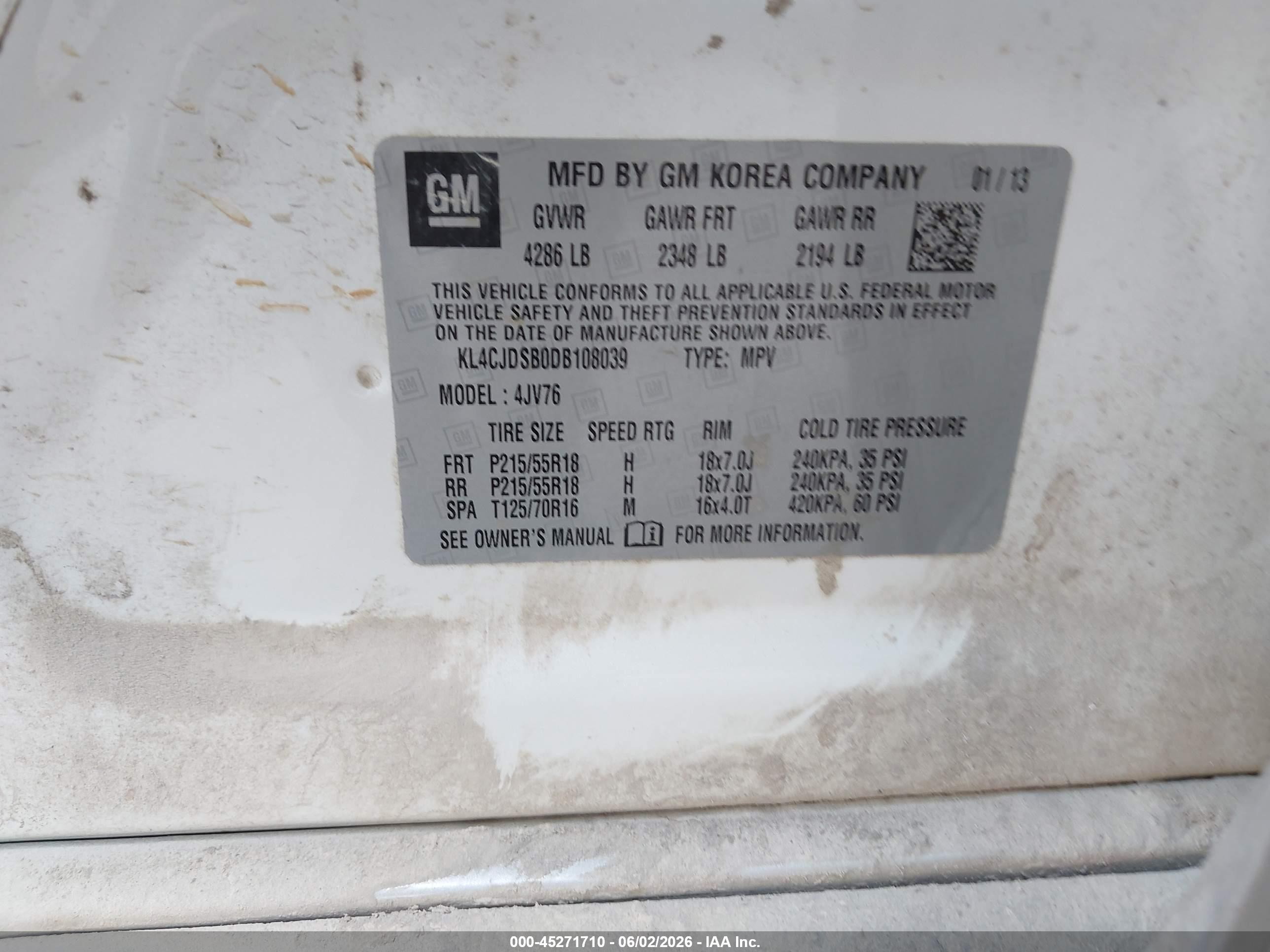 2013 Buick Encore Premium Белый vin: KL4CJDSB0DB108039