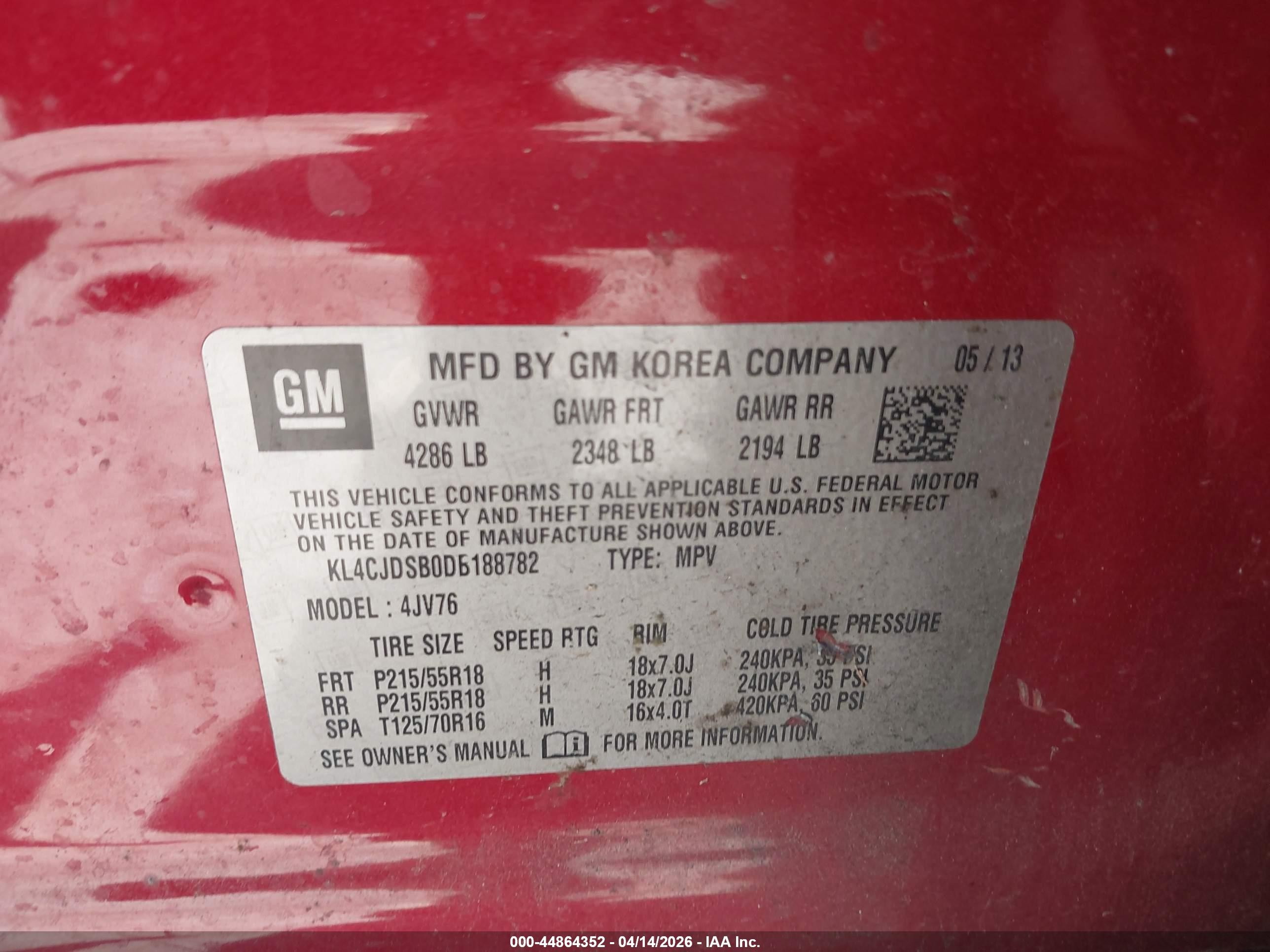 2013 Buick Encore Premium Burgundy vin: KL4CJDSB0DB188782
