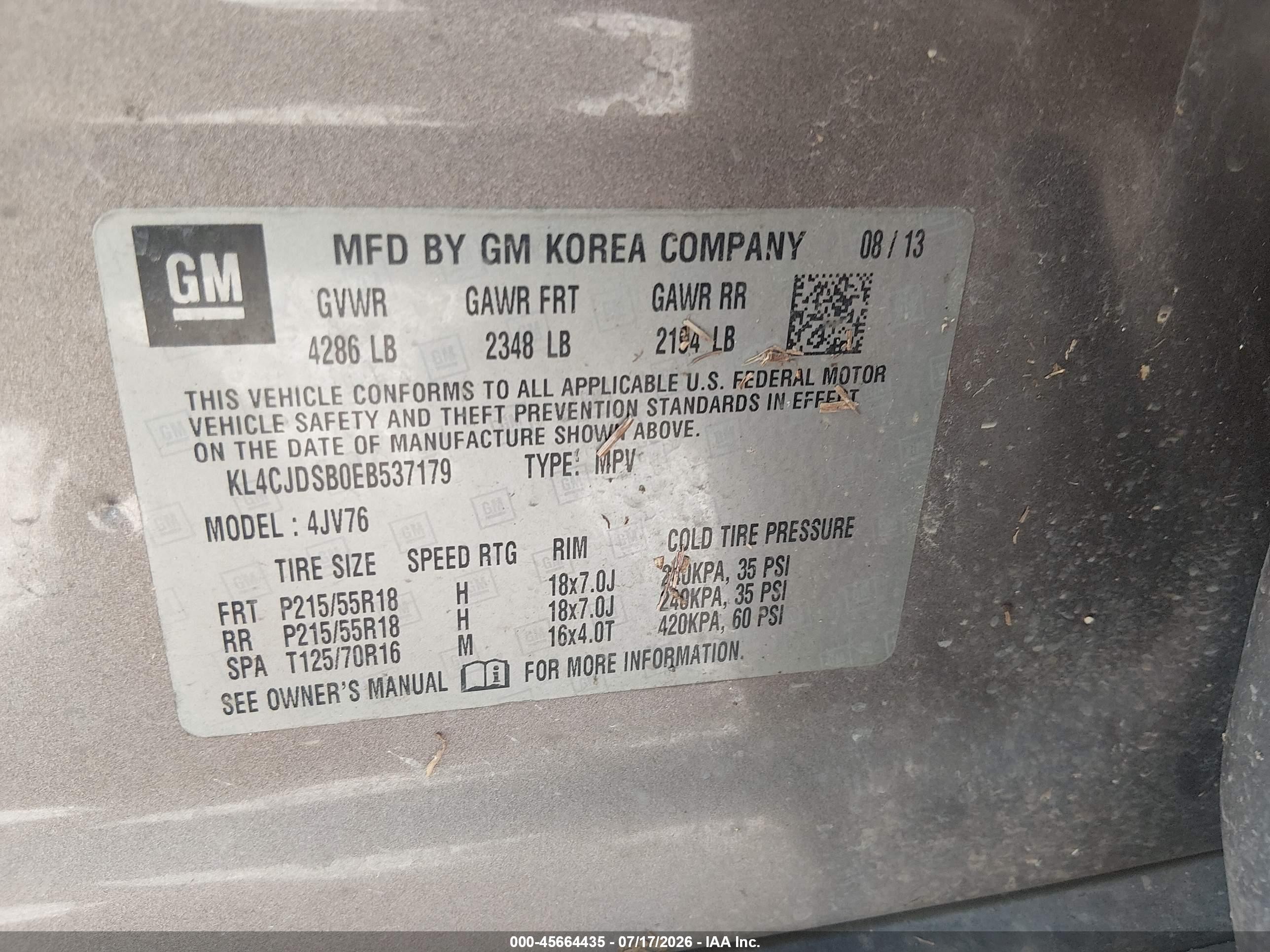 2014 Buick Encore Premium Gray vin: KL4CJDSB0EB537179